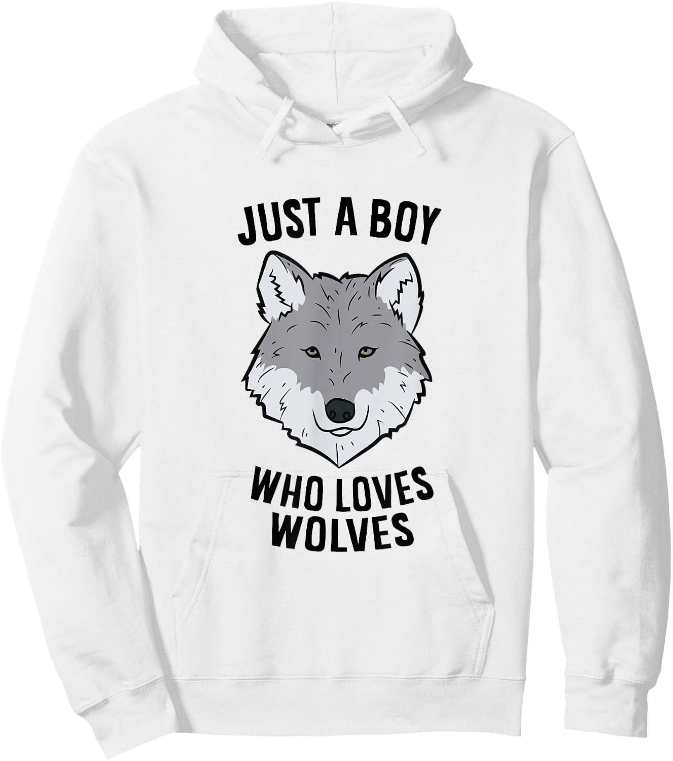Funny Wolf Boy Just A Boy Who Loves Wolves Hoodie - Hoodie | White