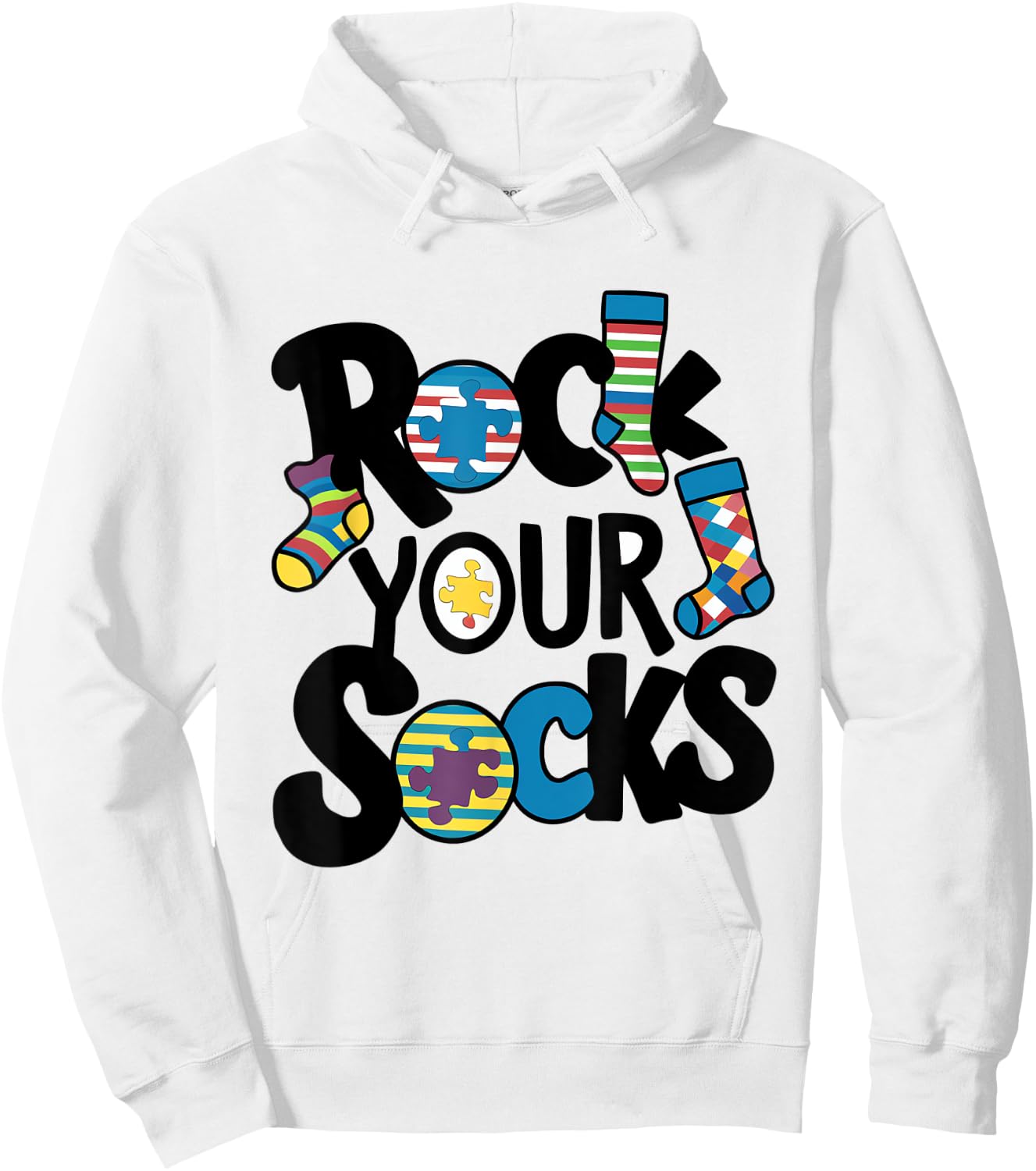 Rock Your Socks Autism Awareness Hoodie - Hoodie | White