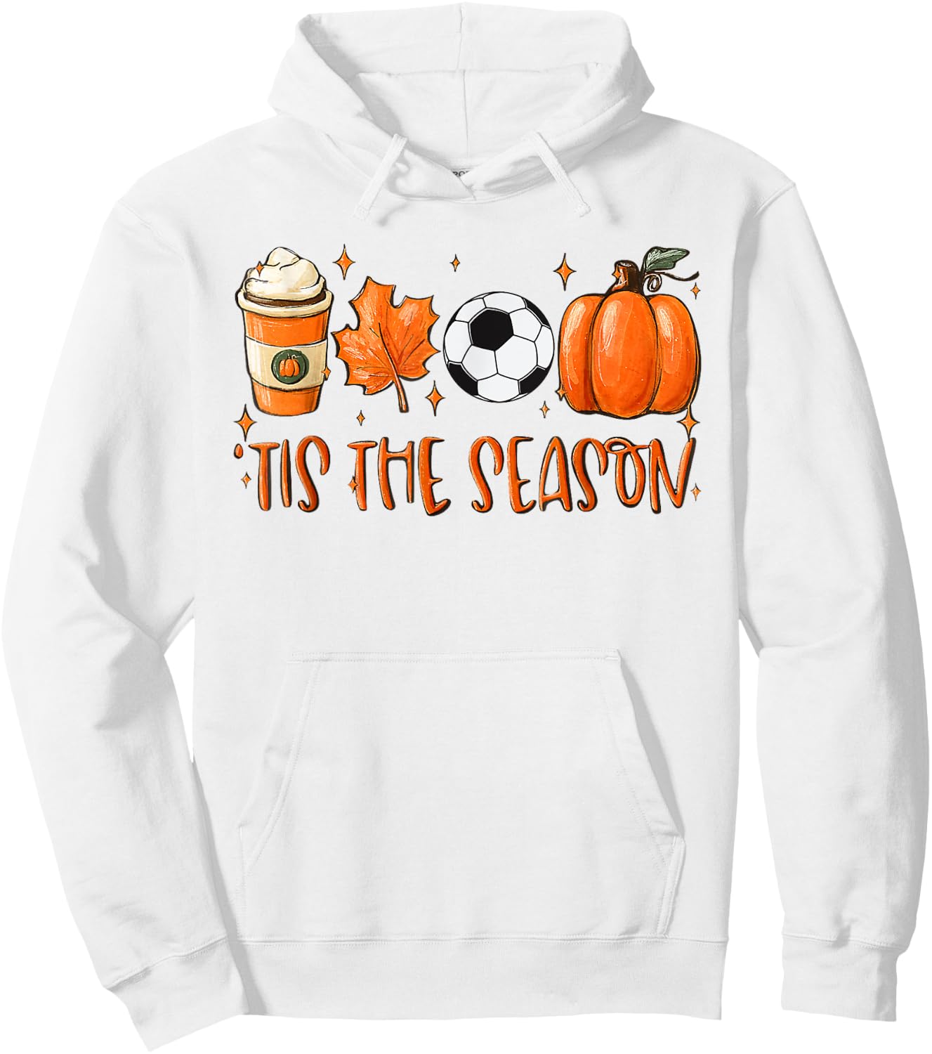 Tis The Season Pumpkin Leaf Latte Autumn Football Hoodie - Hoodie | White