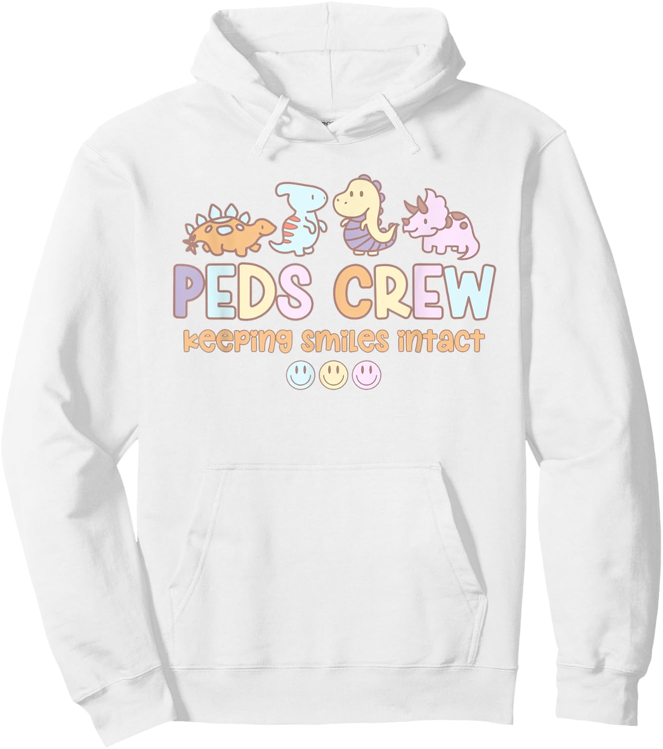 Groovy Peds Team Crew Keeping Smiles Intact Pediatric Nurse Hoodie - Hoodie | White