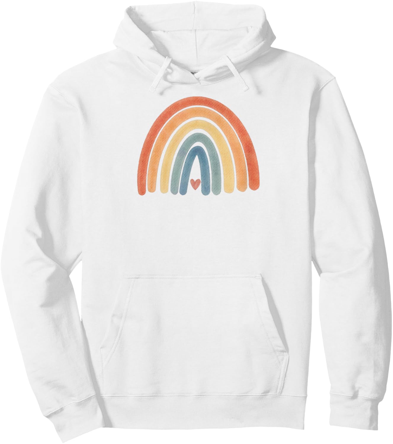 Boho Rainbow Heart Minimal Vintage Retro Stripes - Neutral Hoodie - Hoodie | White