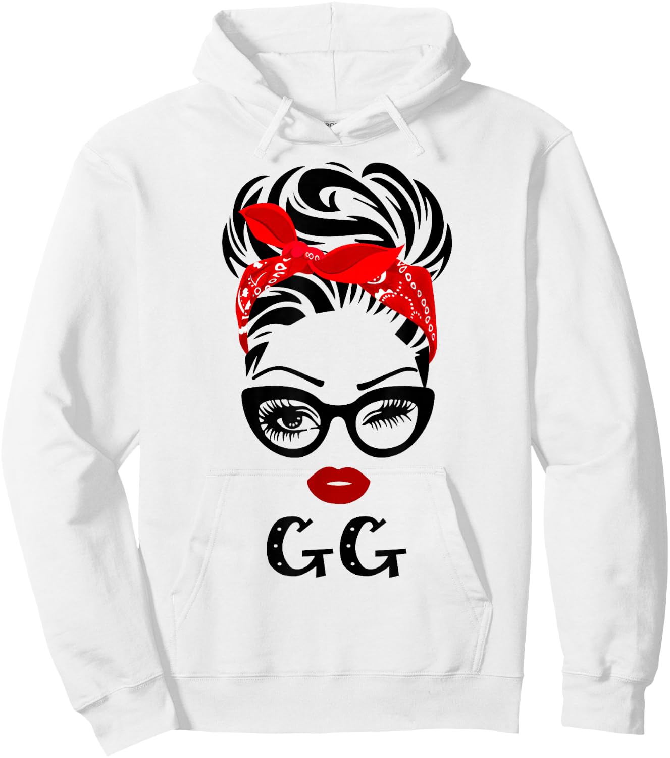 GG Wink Eye Woman Face Gift GG Grandma Hoodie - Hoodie | White