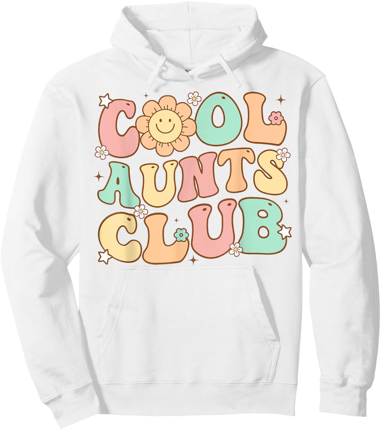 Groovy Retro Cool Aunts Club Auntie Daisy Smile Happy Face Hoodie - Hoodie | White