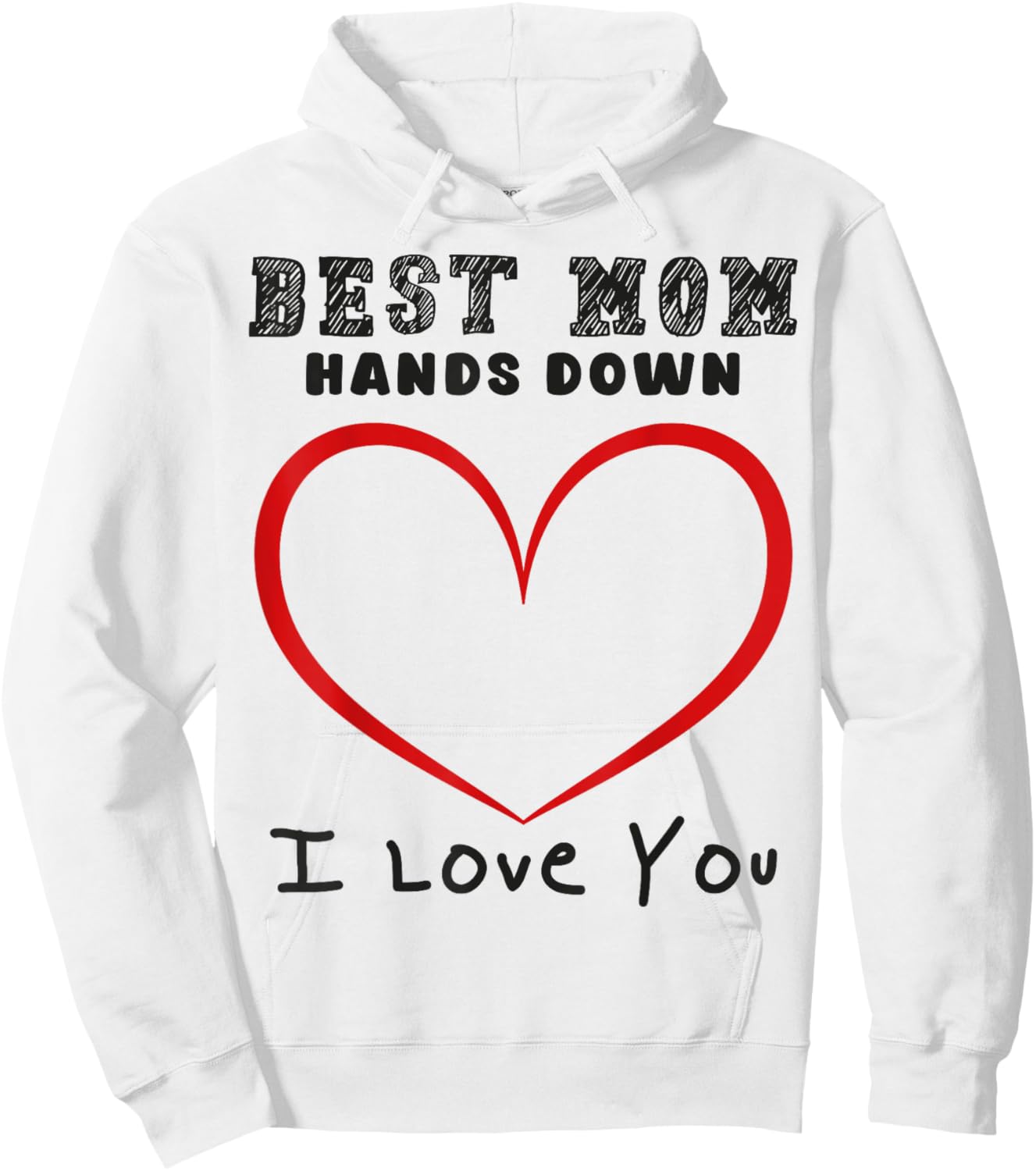 Best Mom Hands Down Handprint Hoodie - Hoodie | White