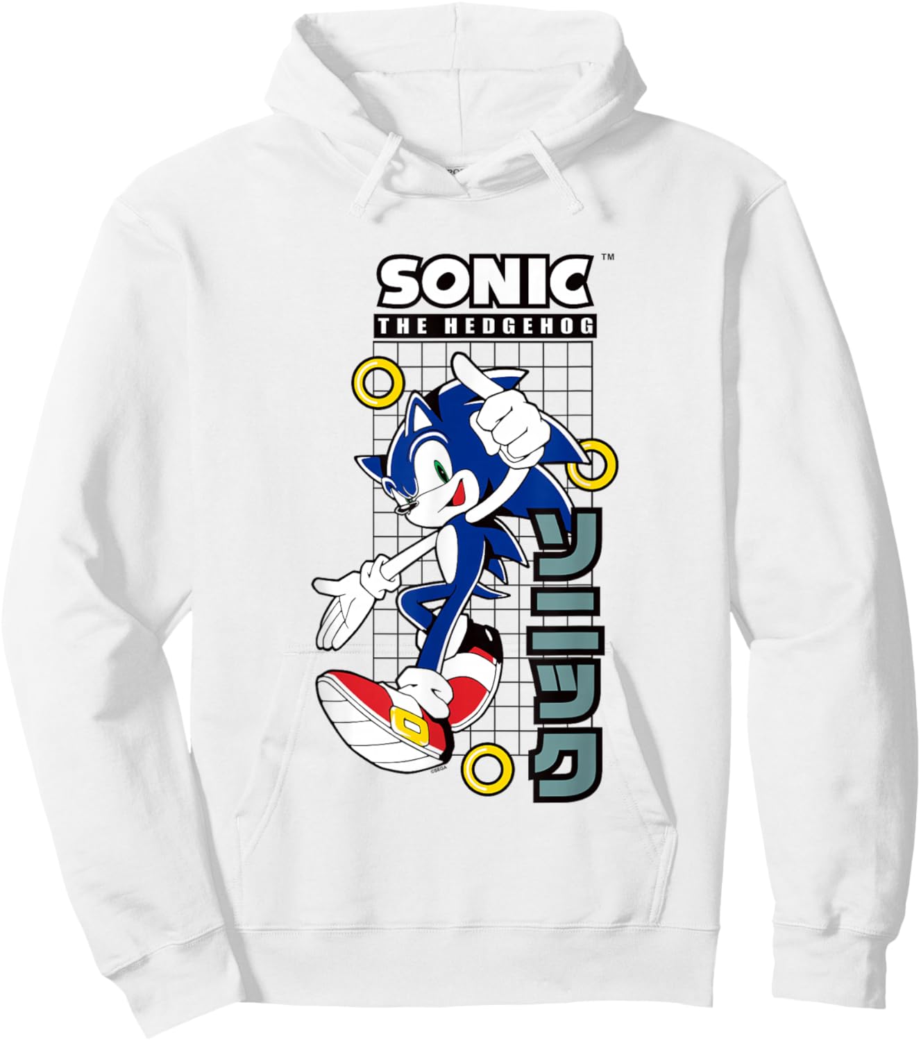 Sonic The Hedgehog Vintage Kanji Action Poster Hoodie - Hoodie | White