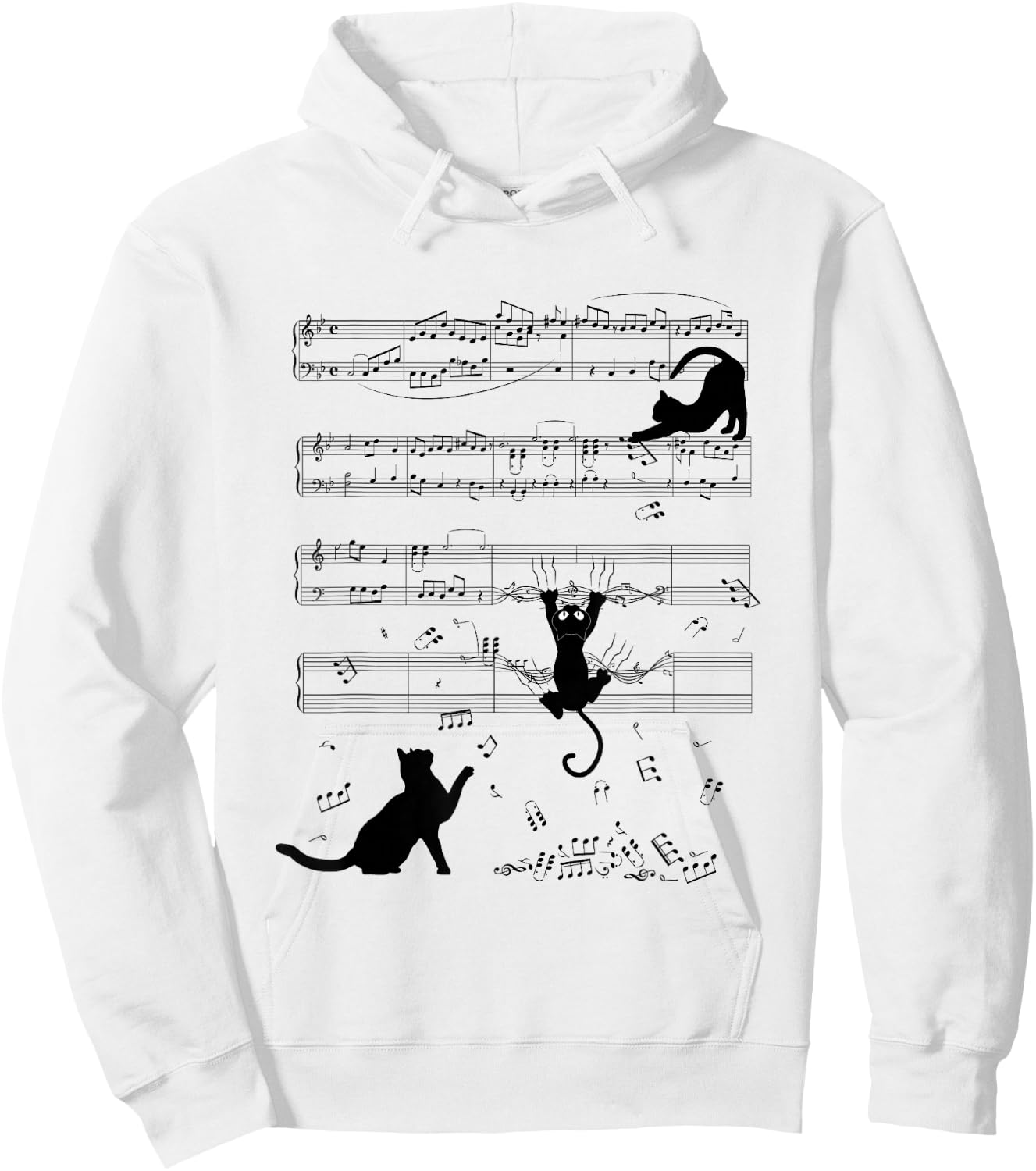 Cute Cats Playing With Sheet Music Teacher Music Society Hoodie - Hoodie | White