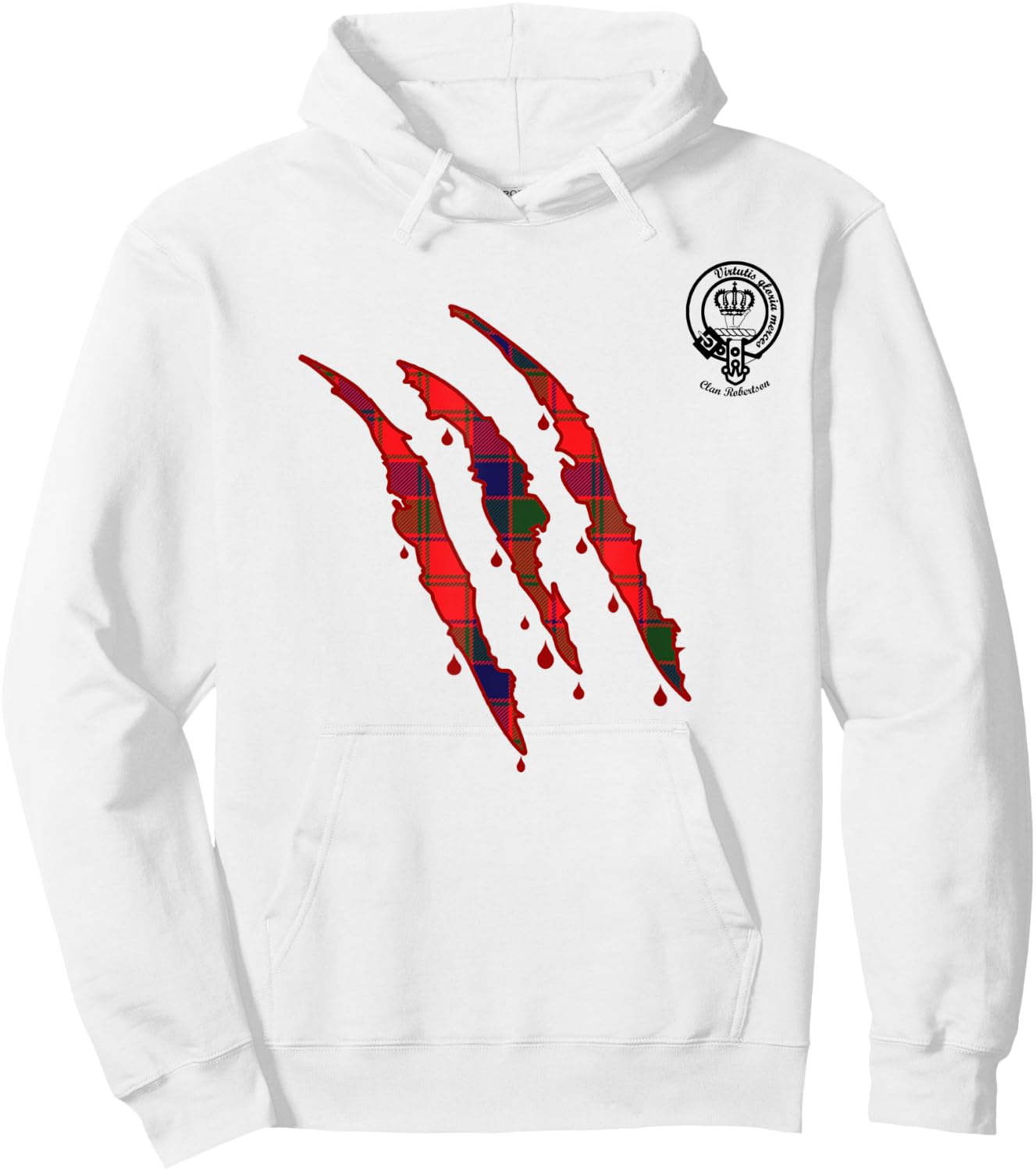Clan Robertson Claw Marks Surname Tartan Crest Hoodie - Hoodie | White
