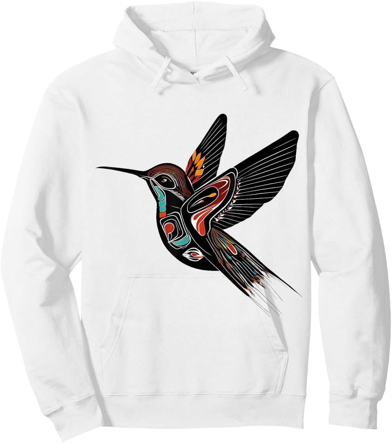 Native American Art - BIRD - Traditional Style Animal Hoodie - Hoodie | White