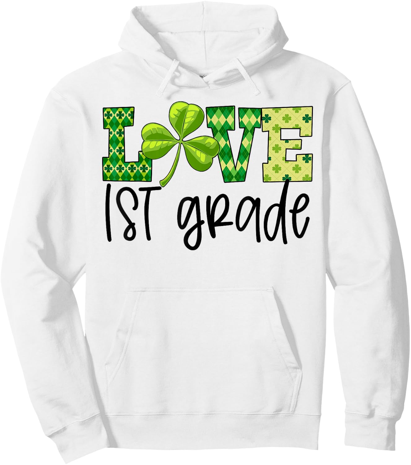 Teacher Love 1st Grade Student Shamrock St Patricks Day Gift Men Women Kids Hoodie - Hoodie | White
