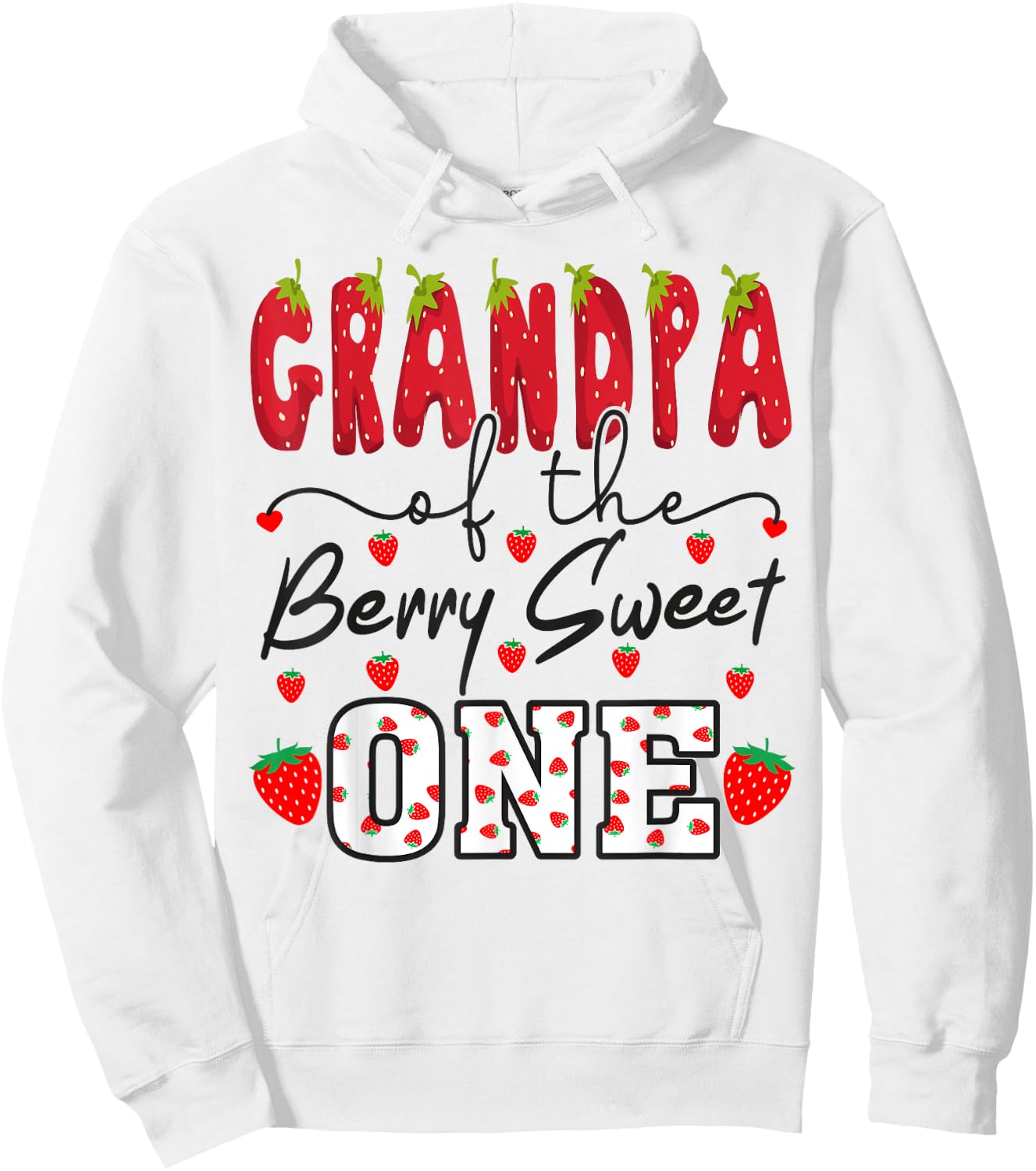Grandpa Of The Berry Sweet One Strawberry Hoodie - Hoodie | White