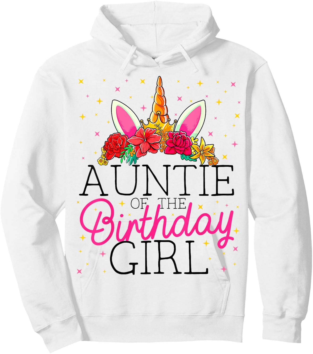 Auntie of the Birthday Girl Aunt Unicorn Birthday Hoodie - Hoodie | White