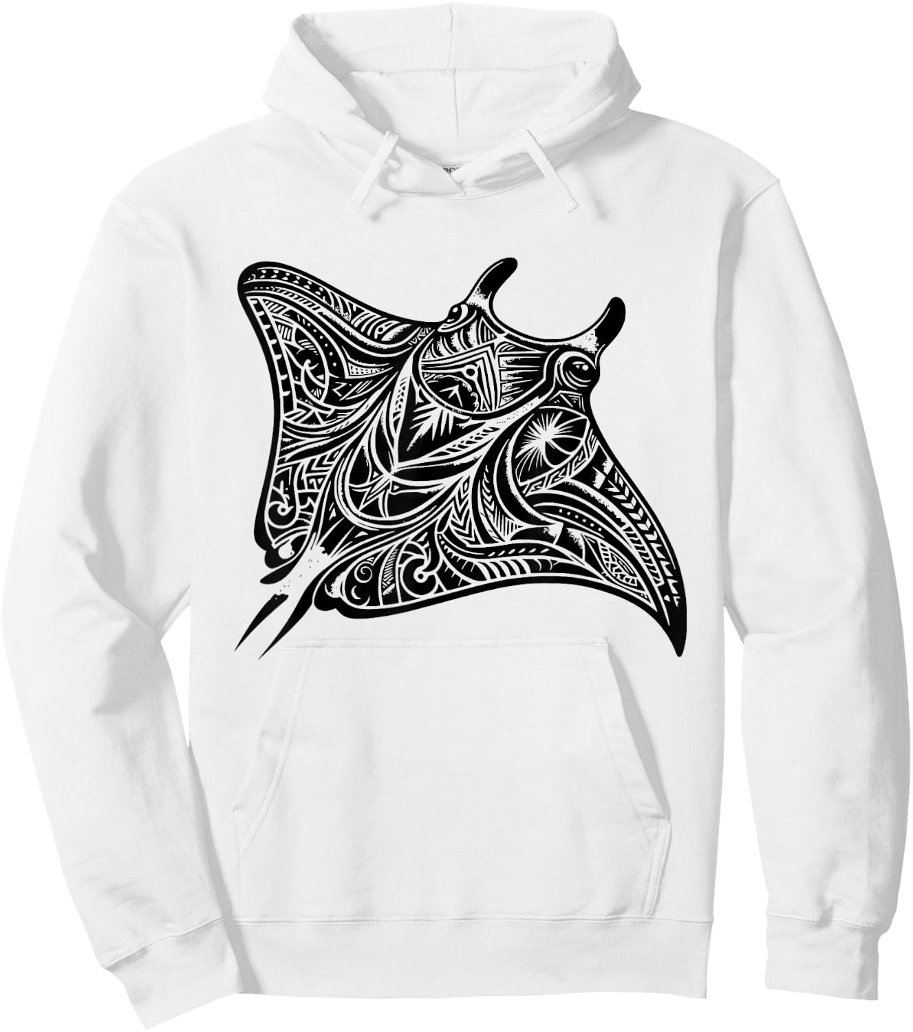 Manta Ray Polynesian Tribal Tattoo Sea Hoodie - Hoodie | White