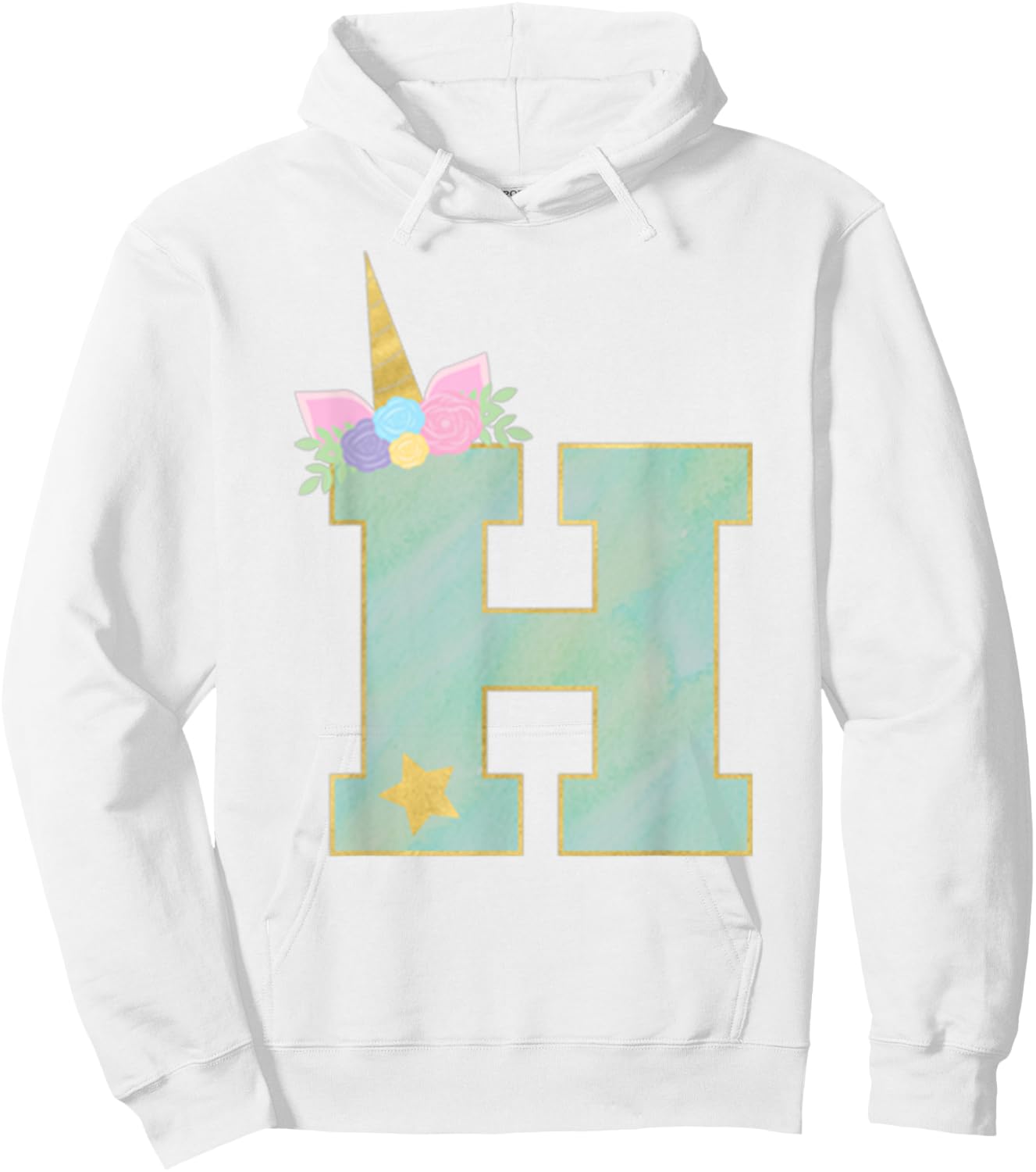 Initial Letter H Unicorn Monogram for Girls Unicorn Birthday Hoodie - Hoodie | White
