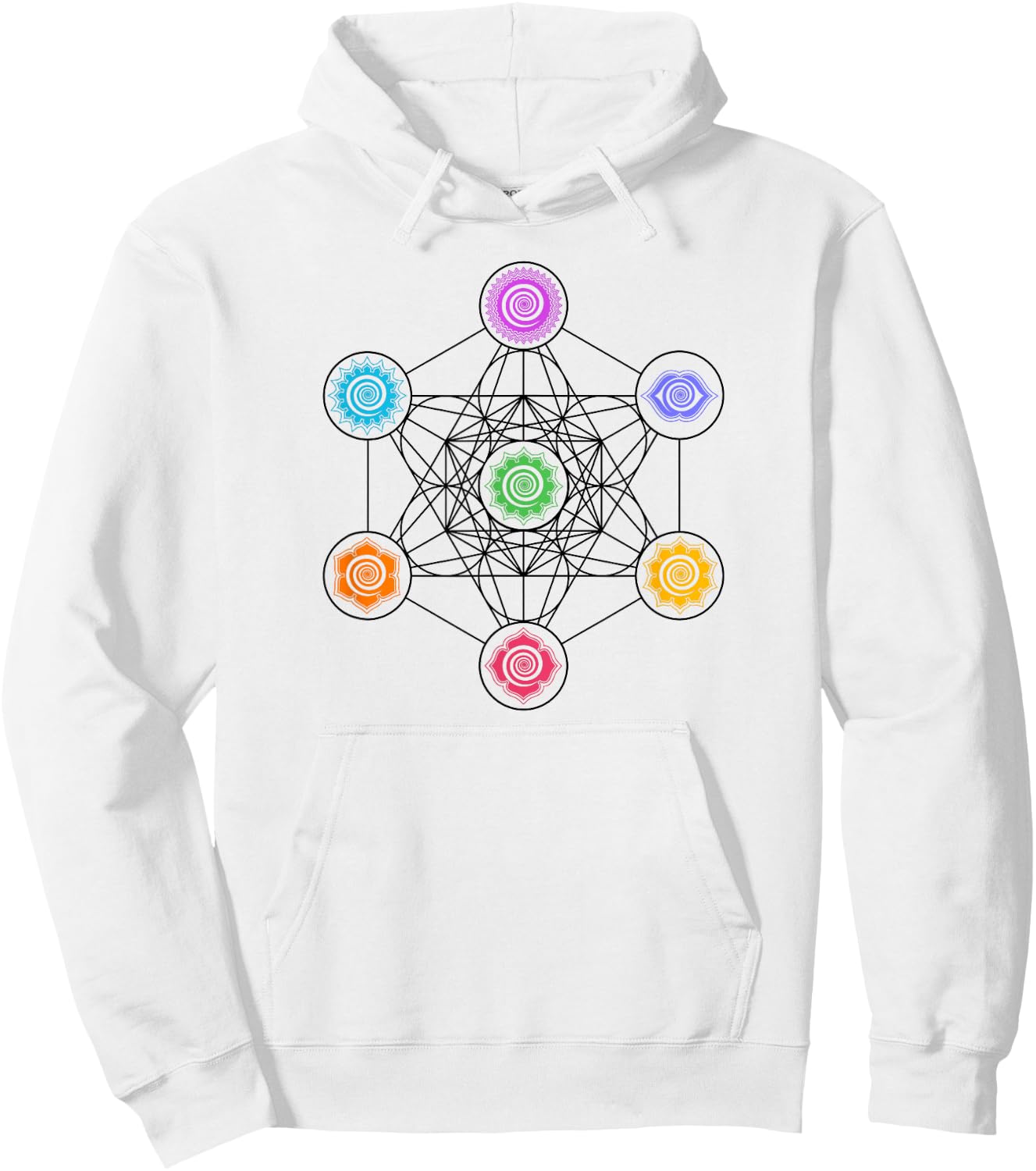 Metatronscube, sacred geometry, chakra, yoga, symbol, 4D Hoodie - Hoodie | White