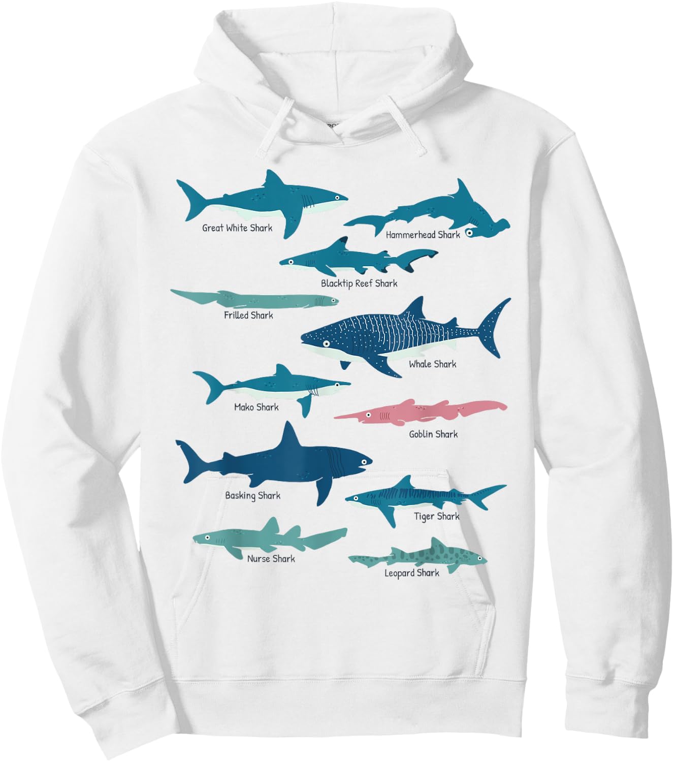 Types Of Sharks Educational Collection Marine Biologists Hoodie - Hoodie | White