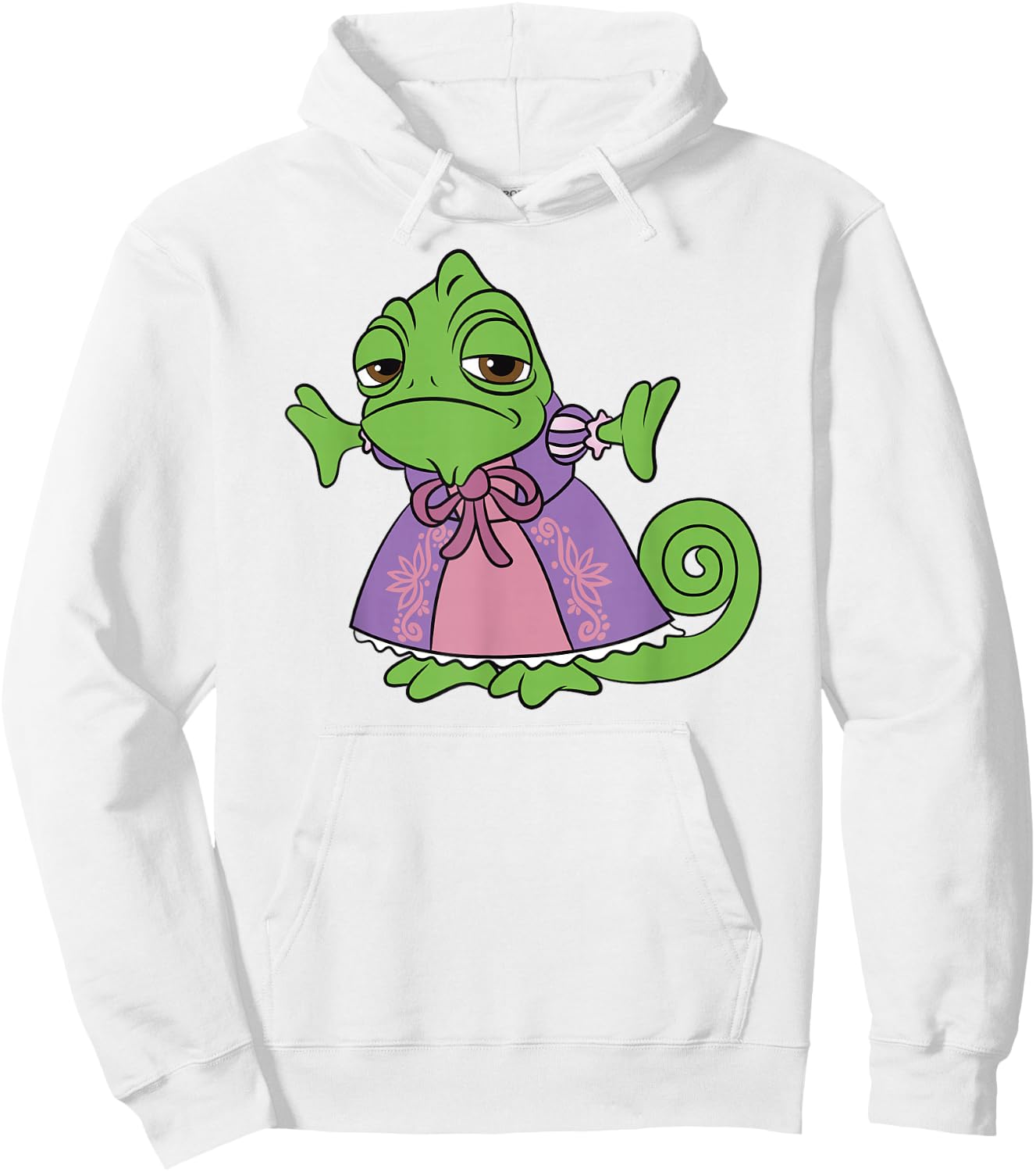 Disney Tangled Cute Pascal Dressed Up Big Chest Portrait Hoodie - Hoodie | White