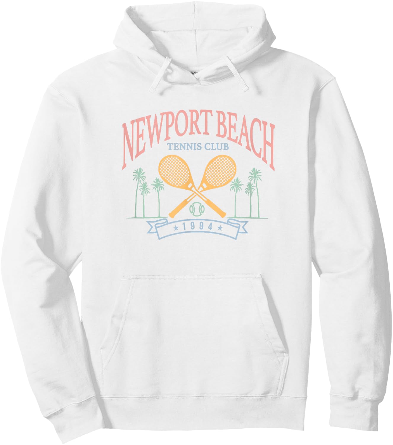 Newport Beach Tennis Club Crossed Racquets Hoodie - Hoodie | White