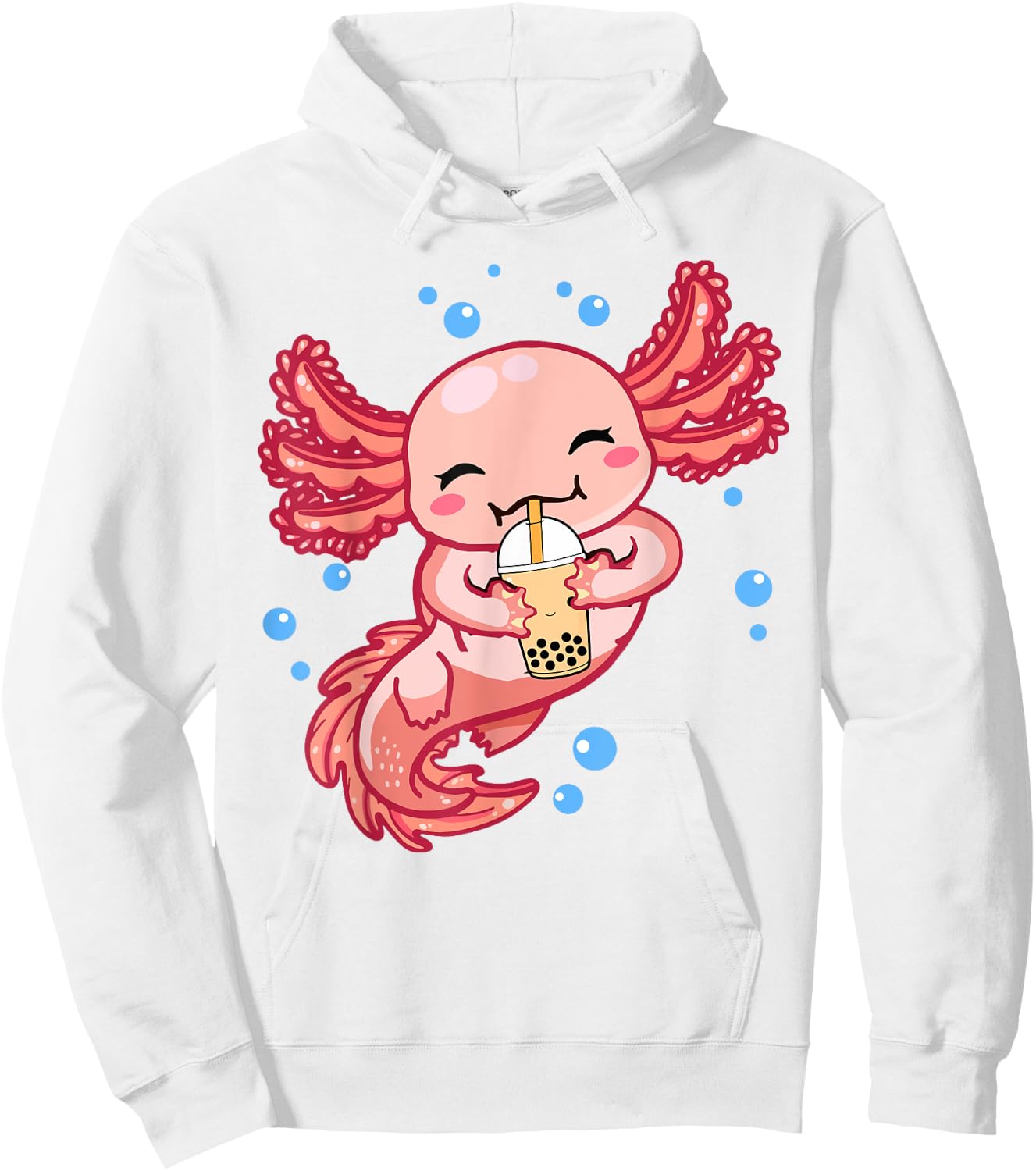 Cute Anime Axolotl Boba Bubble Tea Kids Girls Women Kawaii Hoodie - Hoodie | White