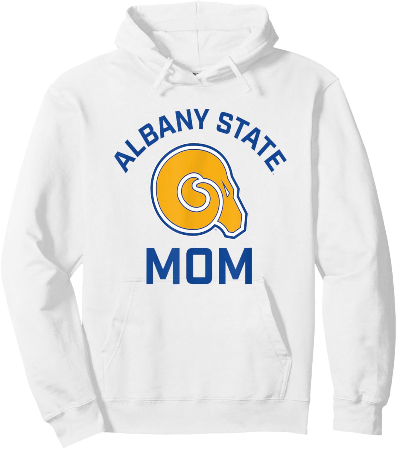 Albany State University Golden Rams Arched Mom Hoodie - Hoodie | White
