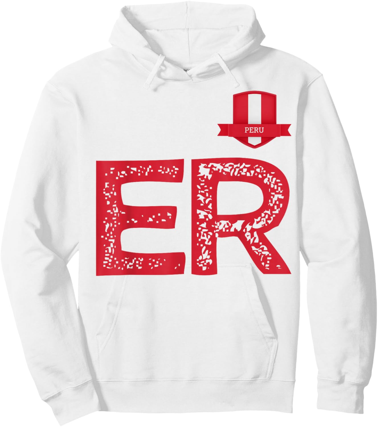 Peru Human Flag Letter E and Letter R Peru Hoodie - Hoodie | White