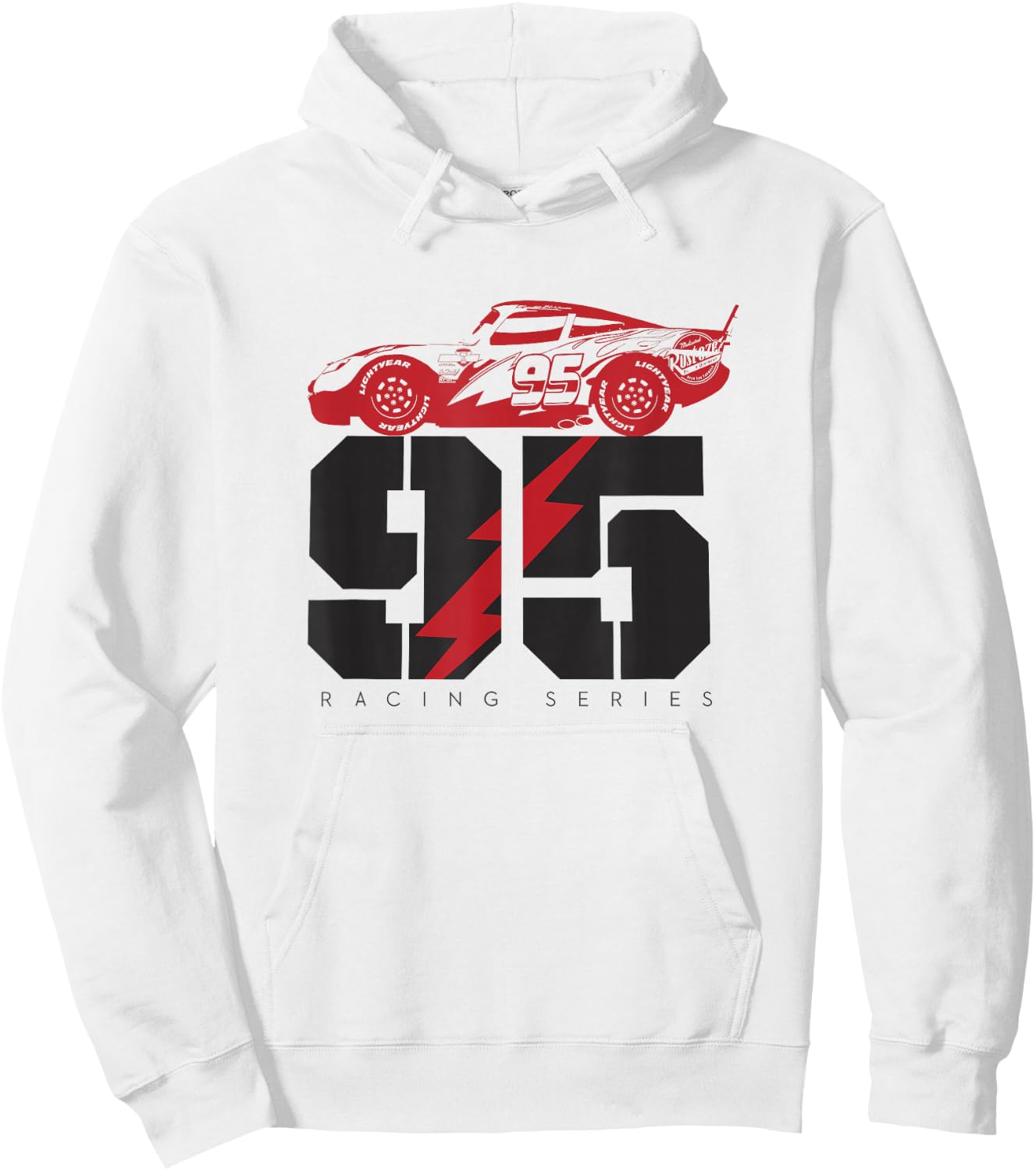 Disney Pixar Cars 95 Racing Series Lightning McQueen Retro Hoodie - Hoodie | White