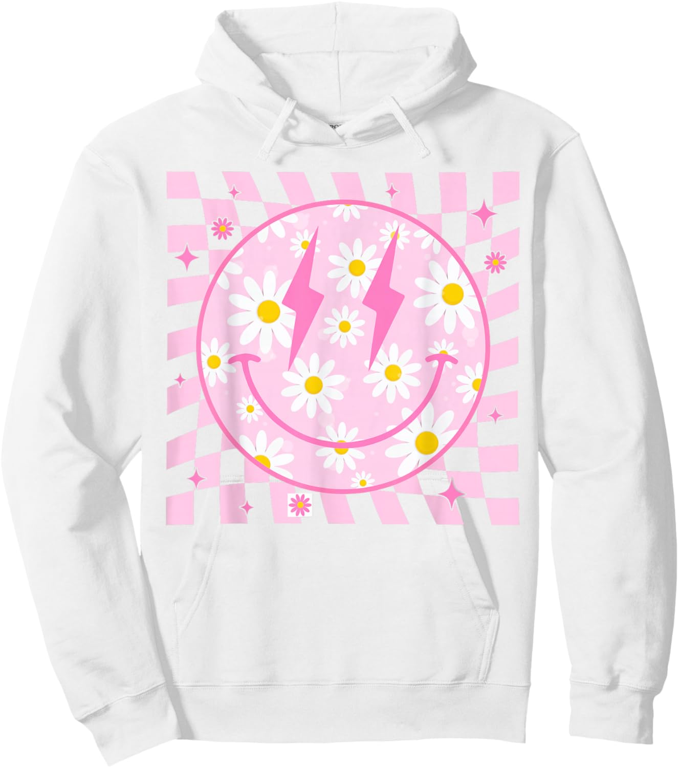 Happy Face Daisy Flower Shirt Preppy Aesthetic Smile Face Hoodie - Hoodie | White
