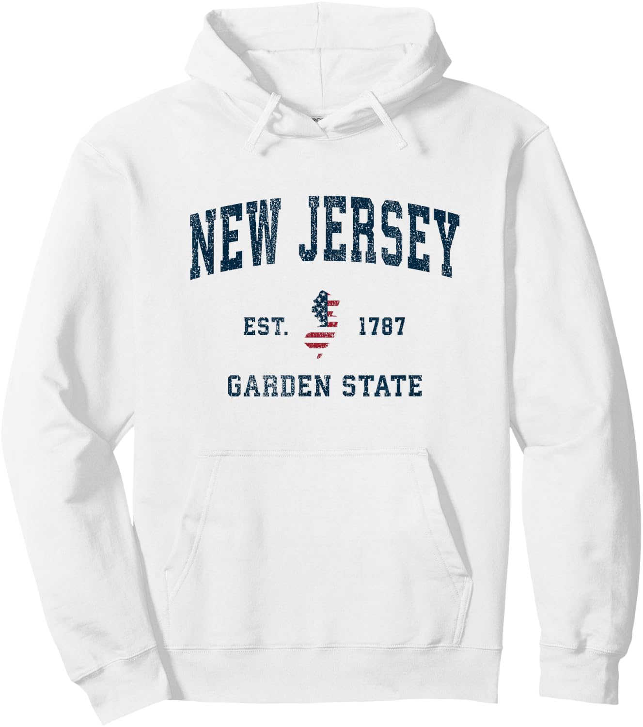 New Jersey Vintage American Flag USA Sports Design Hoodie - Hoodie | White