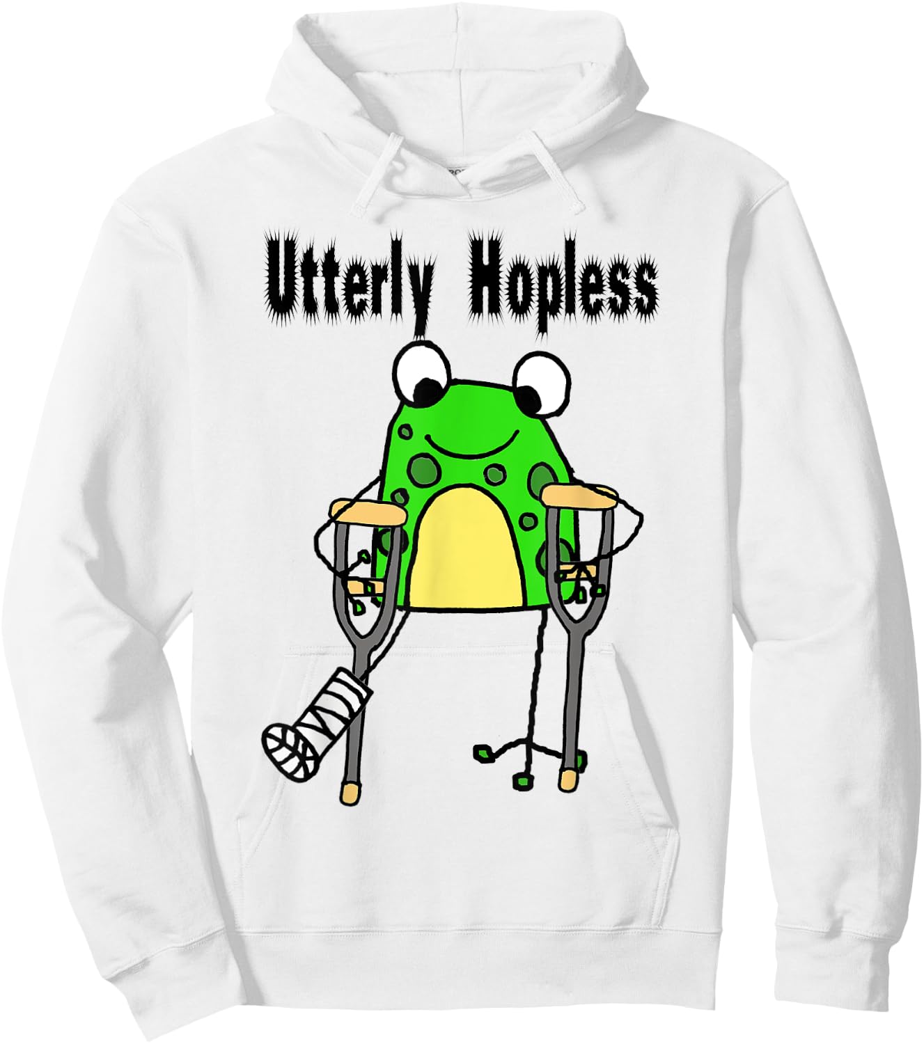 Smileteesanima Funny Frog Broken Leg Utterly Hopless Pun Hoodie - Hoodie | White