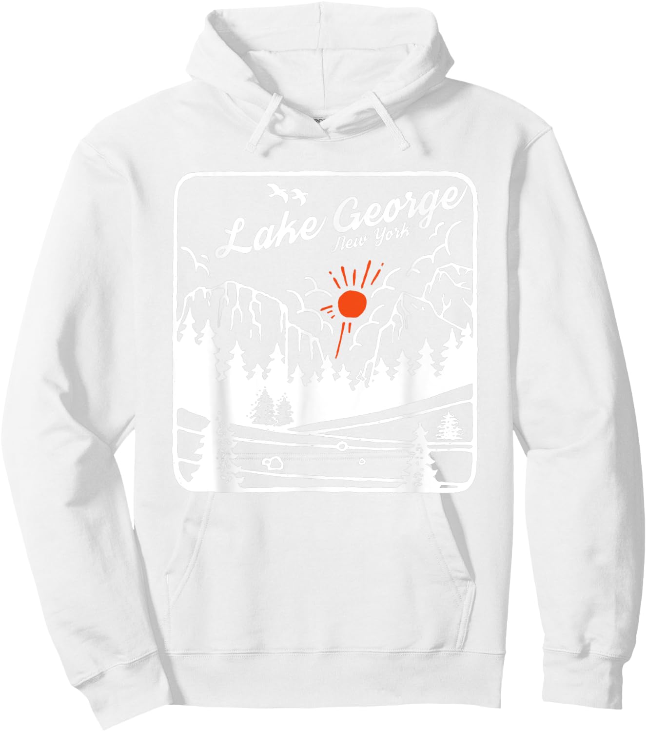 Lake George Souvenir Fishing Vintage Map Gifts New York NY Hoodie - Hoodie | White