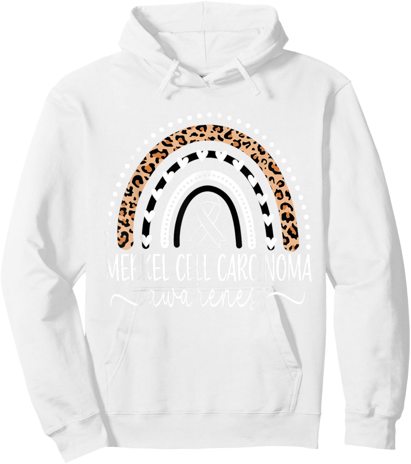 Merkel Cell Carcinoma Awareness Wear Orange Leopard Rainbow Hoodie - Hoodie | White
