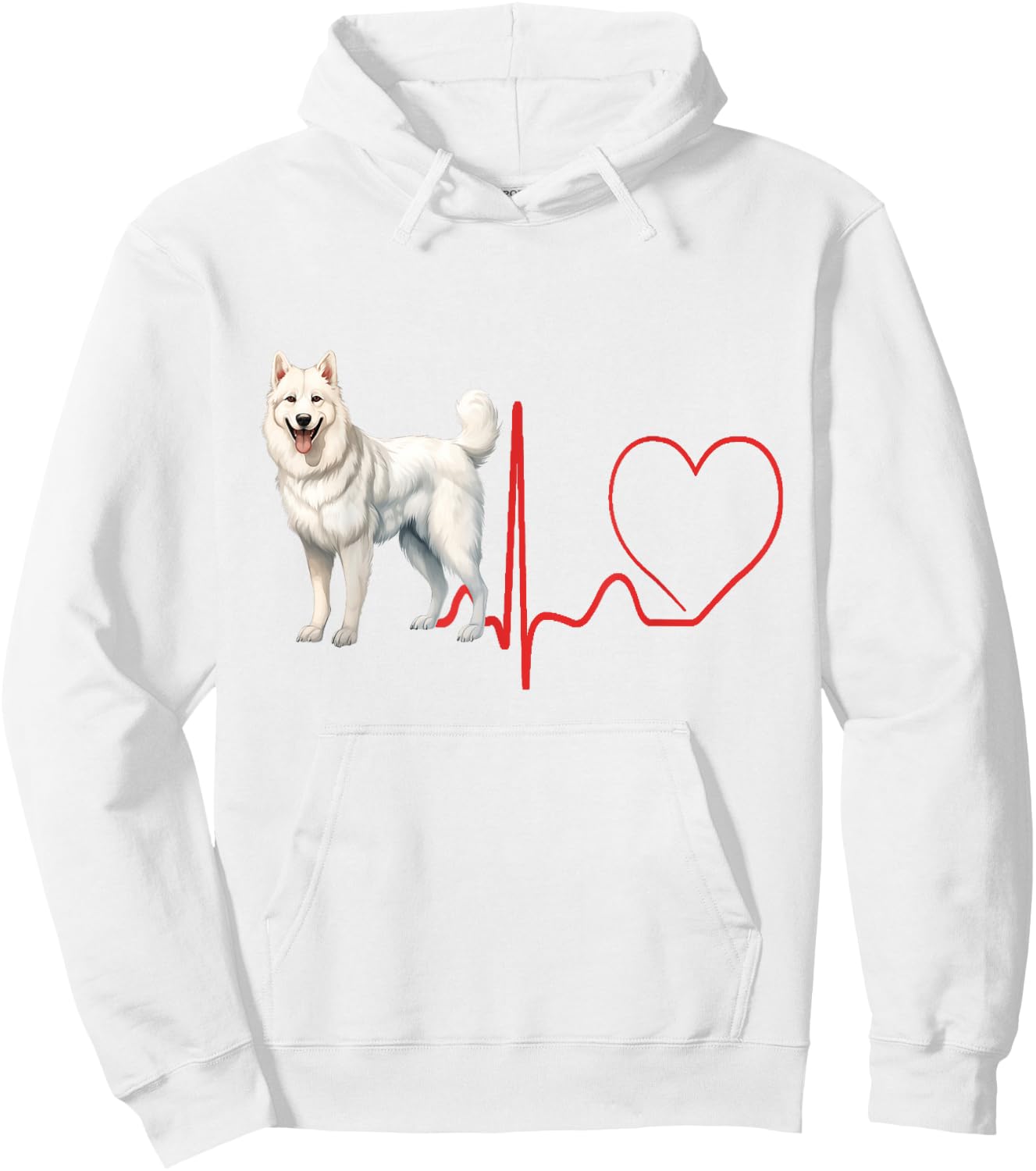 American White Shepherd Dog Heartbeat EKG Funny Dogs Lover Hoodie - Hoodie | White