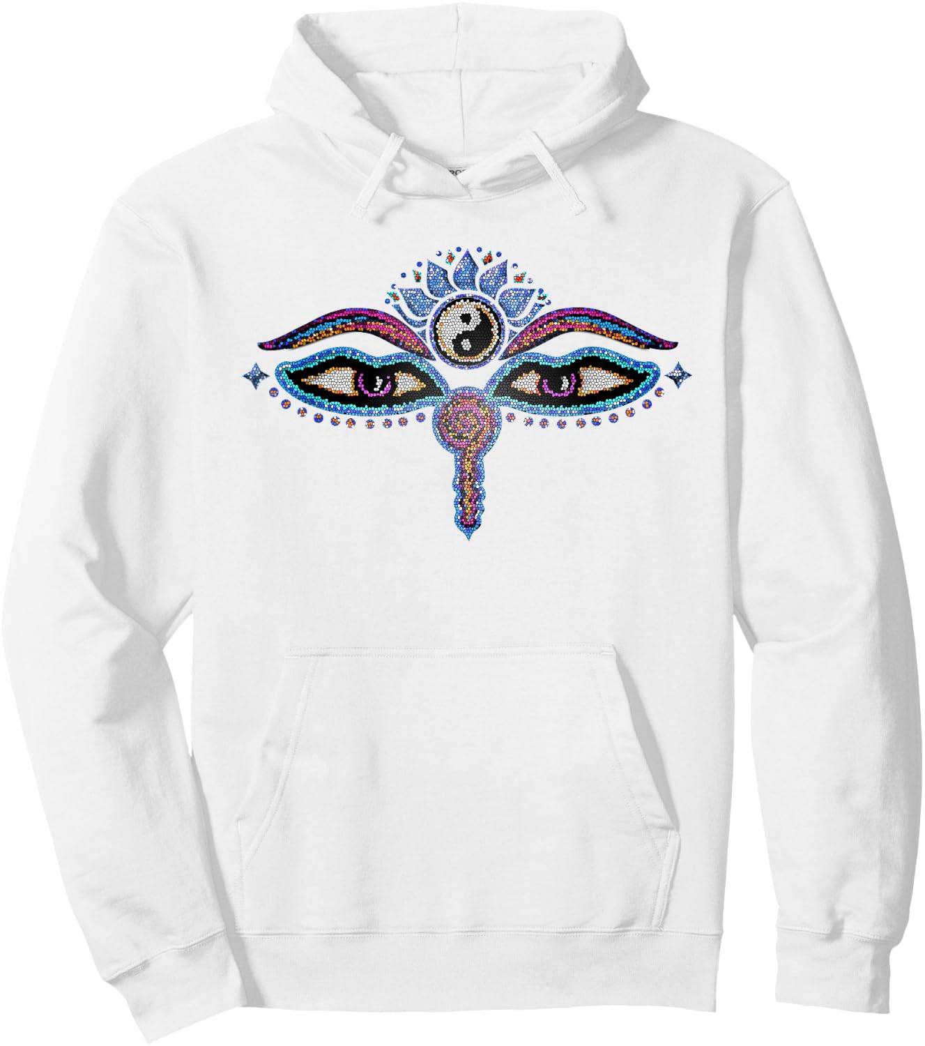 Buddha eyes, buddhism, yin yang, lotus flower, yoga, spirit Hoodie - Hoodie | White