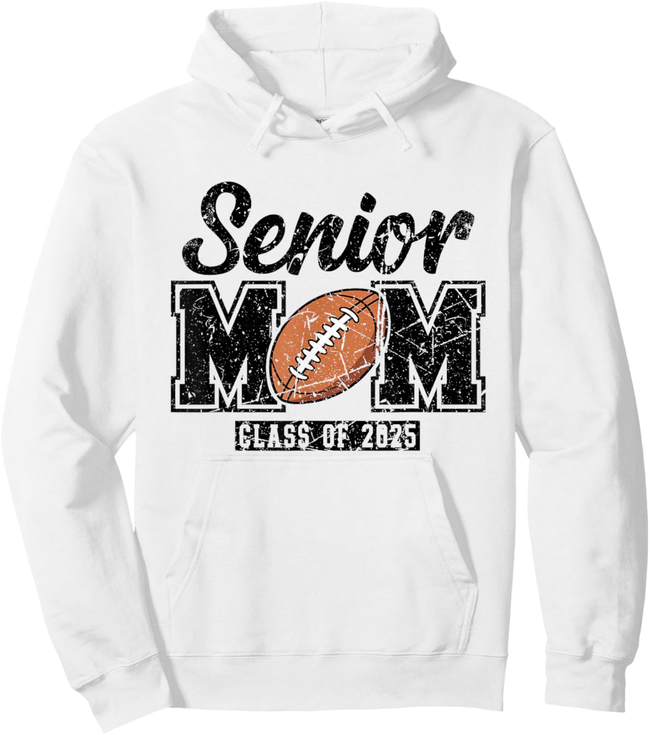 Vintage Football Senior Mom Class of 2025 Hoodie - Hoodie | White