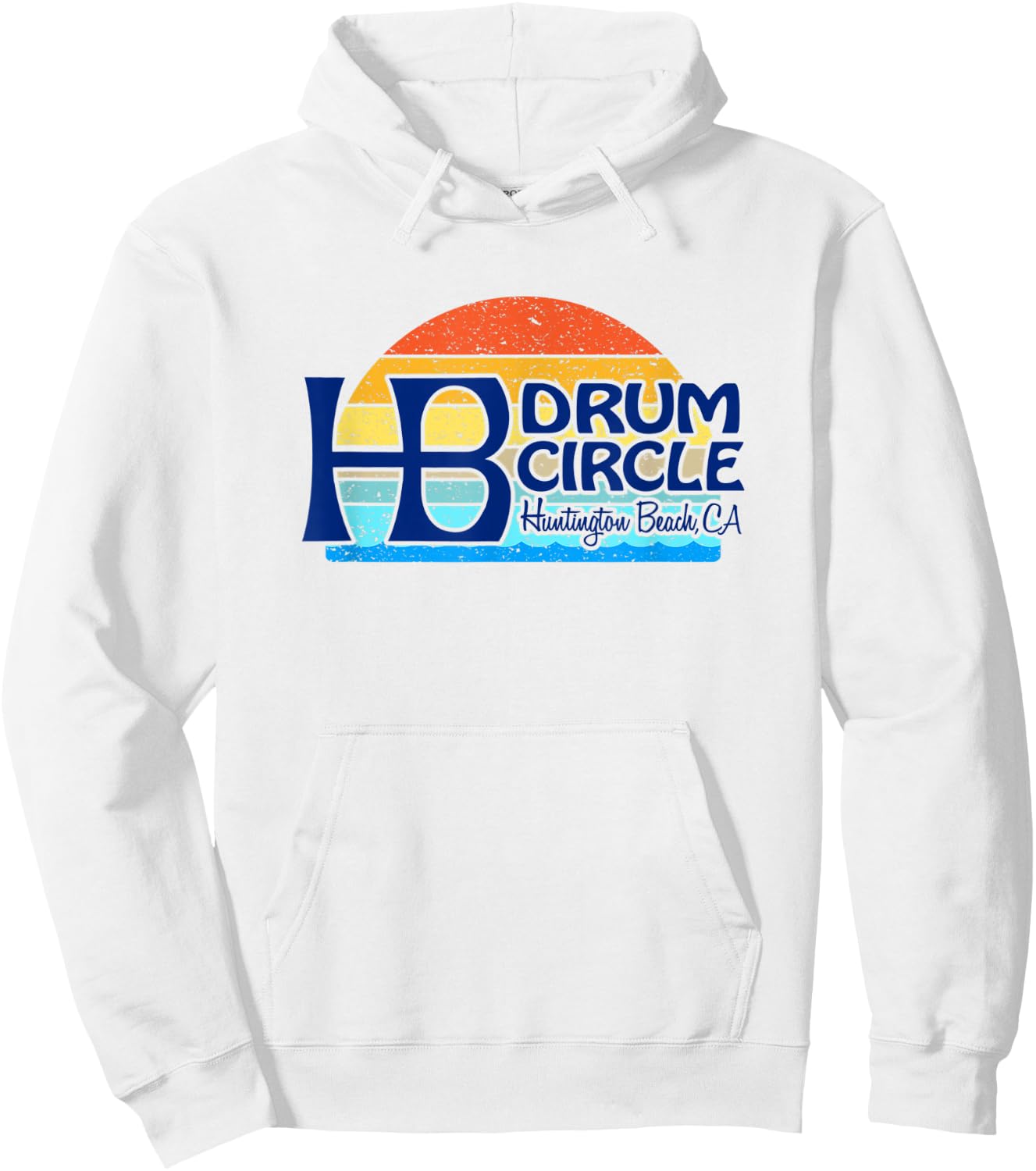 HB Drum Circle Huntington Beach, CA - sunset surf sand vibes Hoodie - Hoodie | White