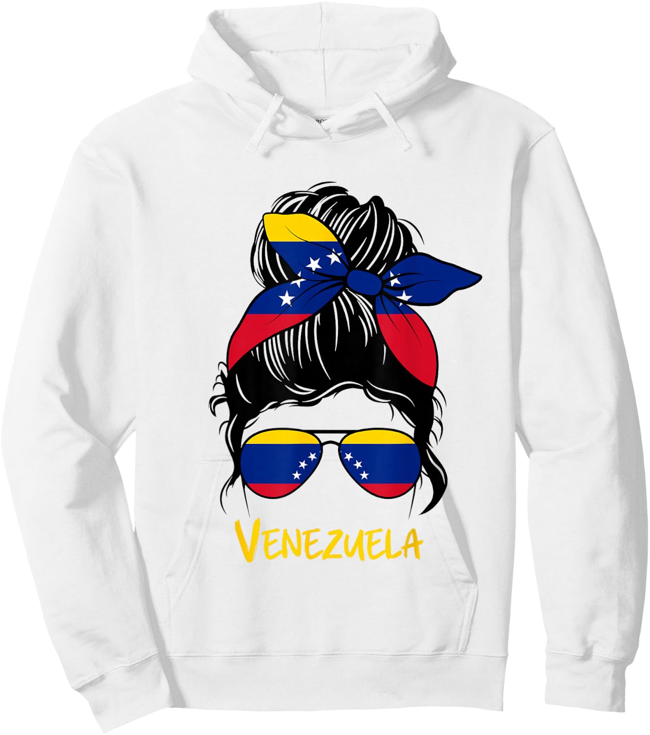 Venezuelan Girl Bandana Glasses Flag Colors Latina Pride Hoodie - Hoodie | White