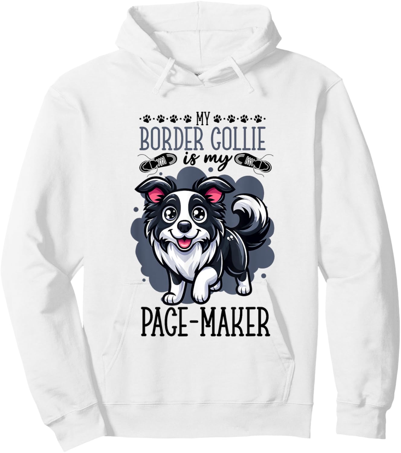 Running with Border Collie Hoodie - Hoodie | White