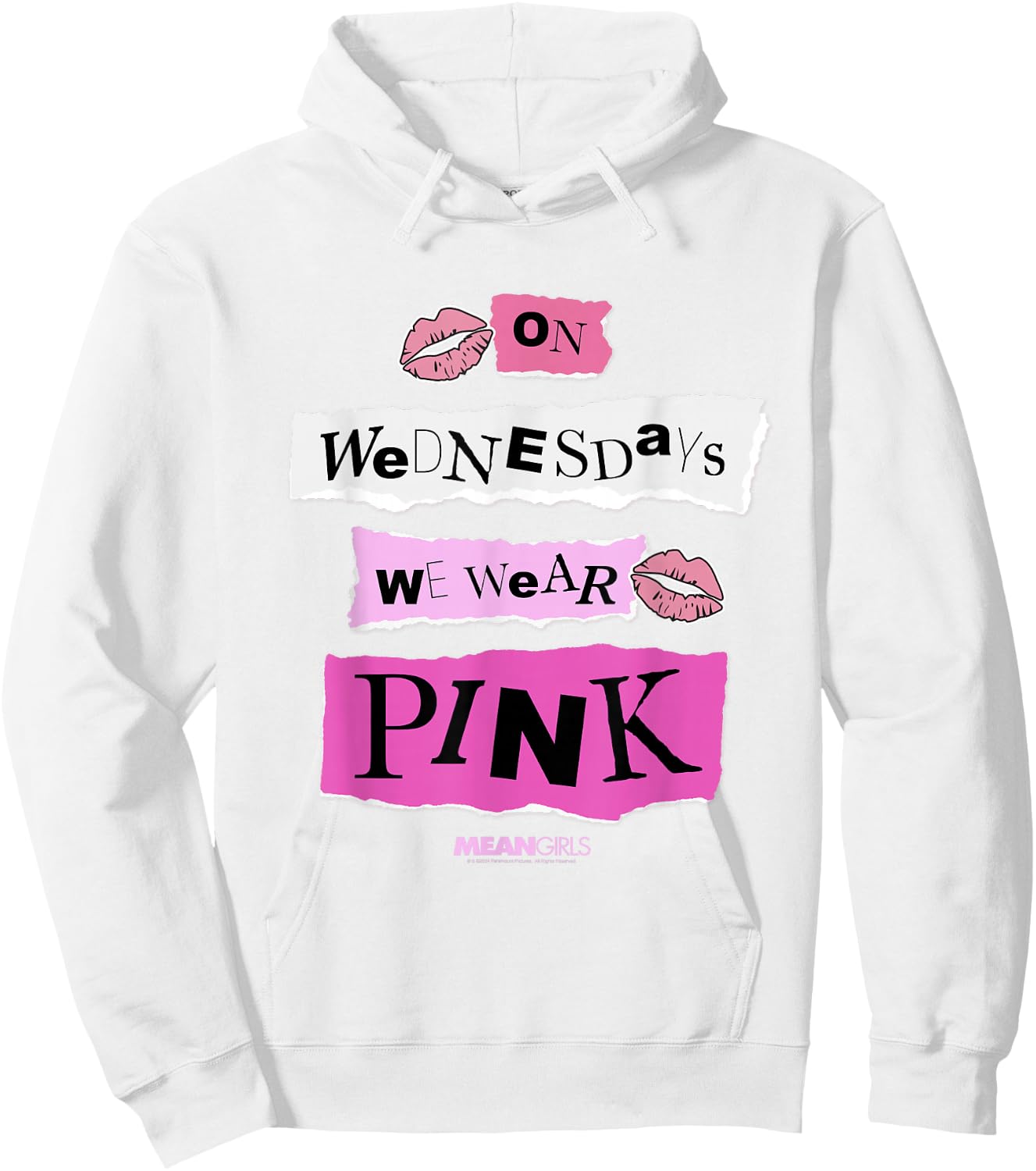 Mean Girls On Wednesdays We Wear Pink Cutout Collage Movie Hoodie - Hoodie | White