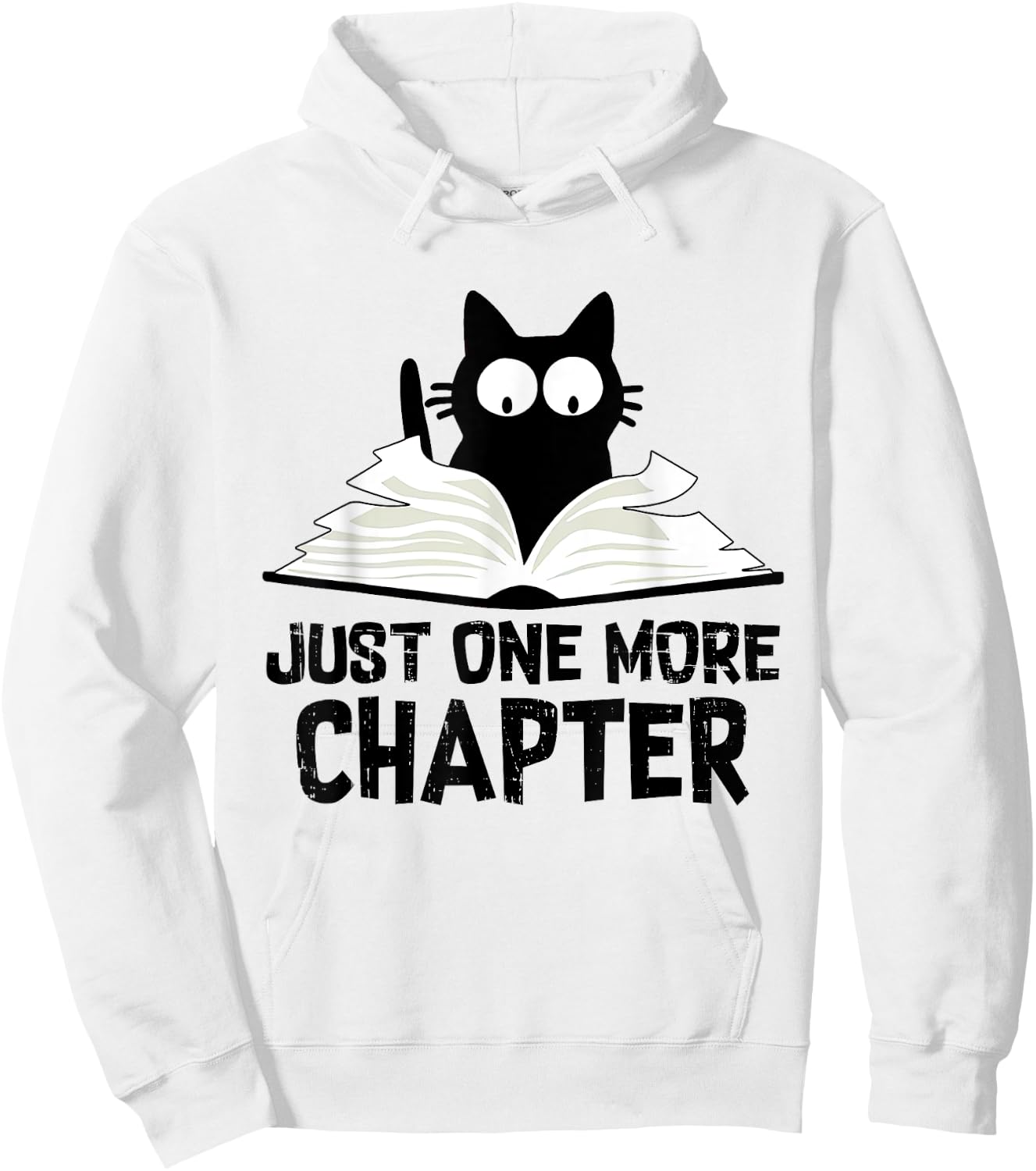 Just One More Chapter Cat Funny Love Cat Black Book Hoodie - Hoodie | White