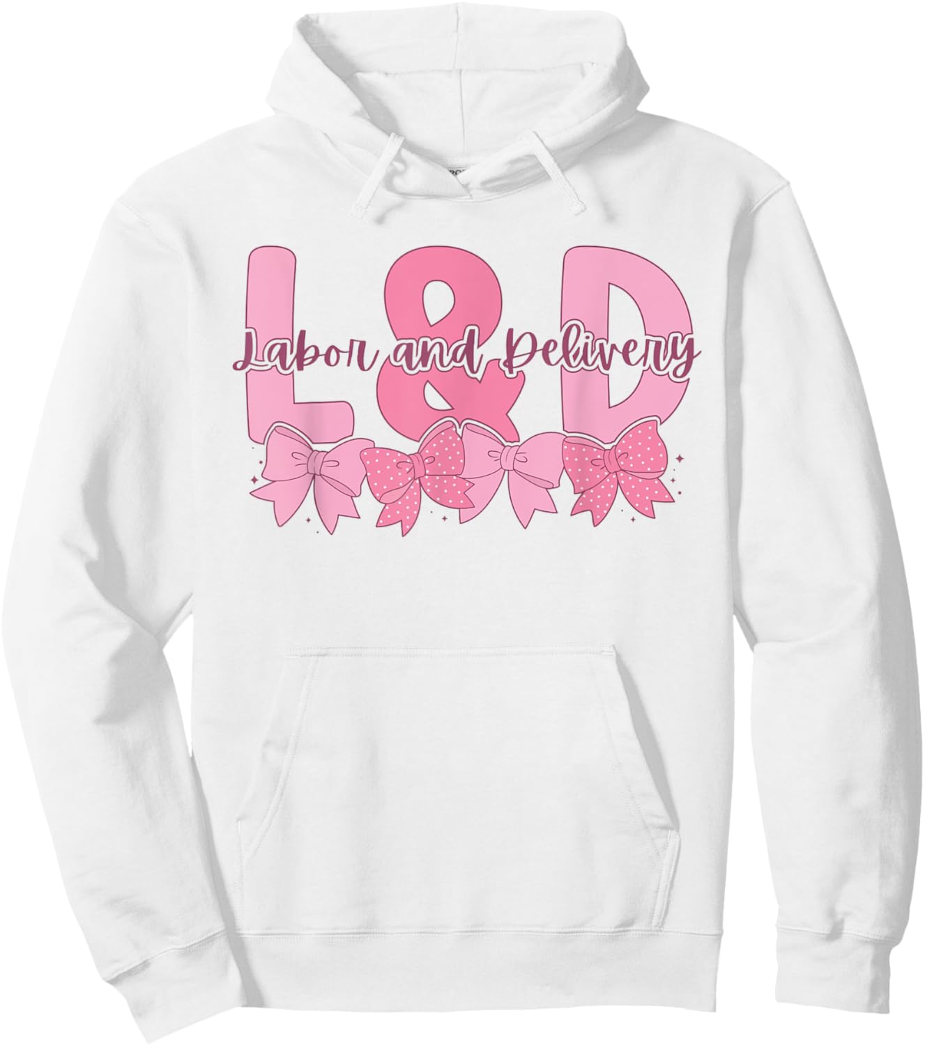 Women Coquette Labor and Delivery Pink Bow Future L&D Nurse Hoodie - Hoodie | White