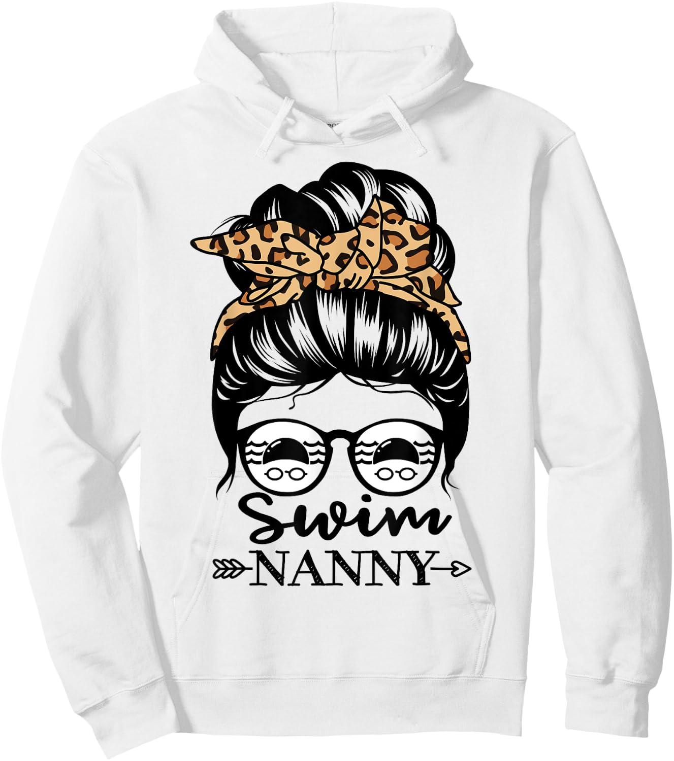 Swim Nanny Messy Bun Hair Funny Swimmer Hoodie - Hoodie | White