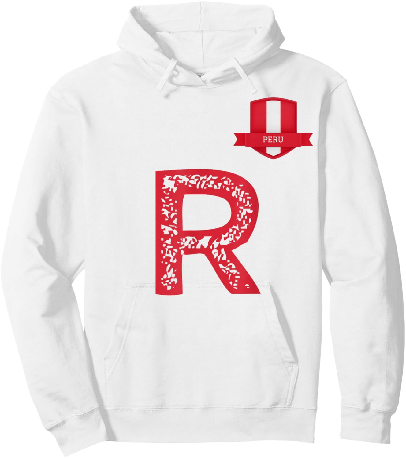 Peru Human Flag Letter R Peru Hoodie - Hoodie | White