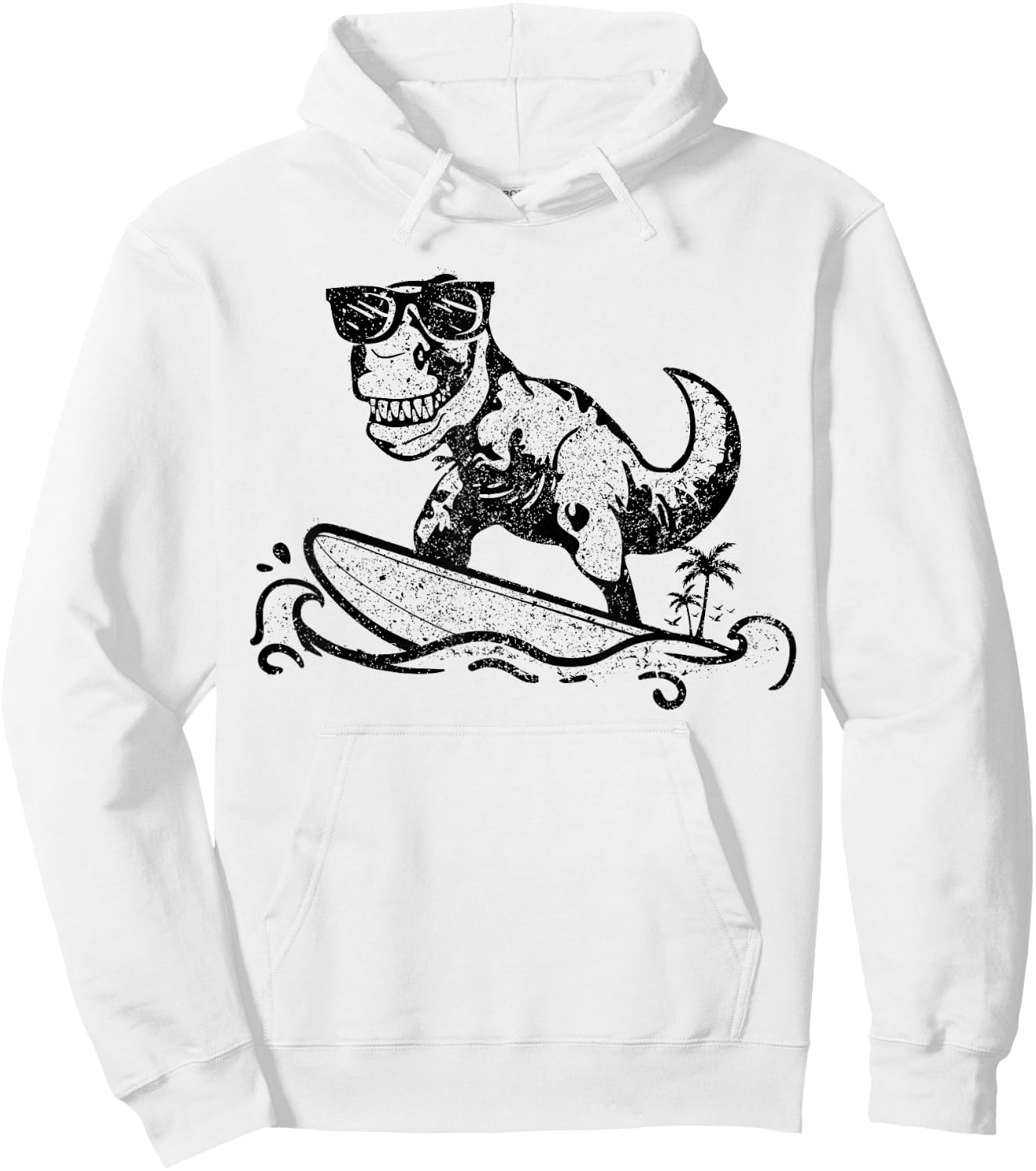 Funny Dinosaur Surfing Surf Surfer Hawaii T-Rex Dino Lover Hoodie - Hoodie | White