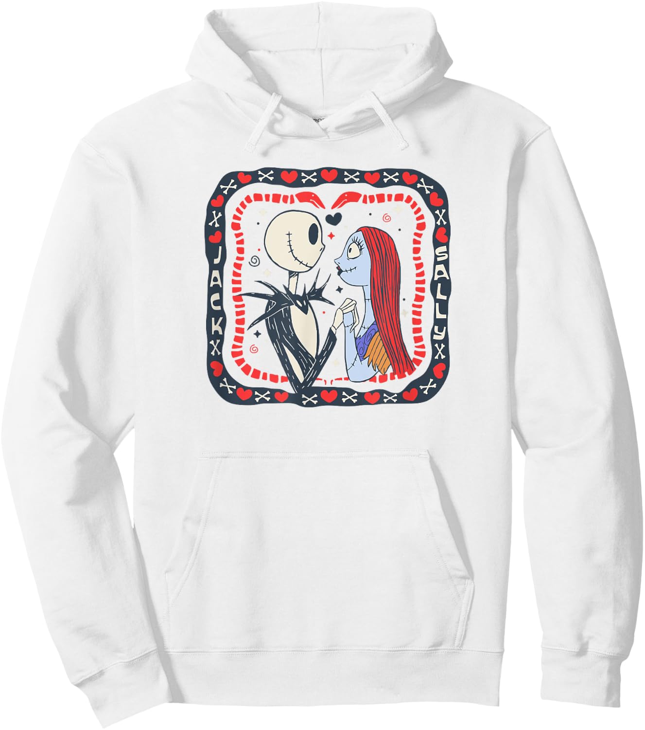 Amazon Essentials Nightmare Before Christmas Jack and Sally Valentine's Day Hoodie - Hoodie | White