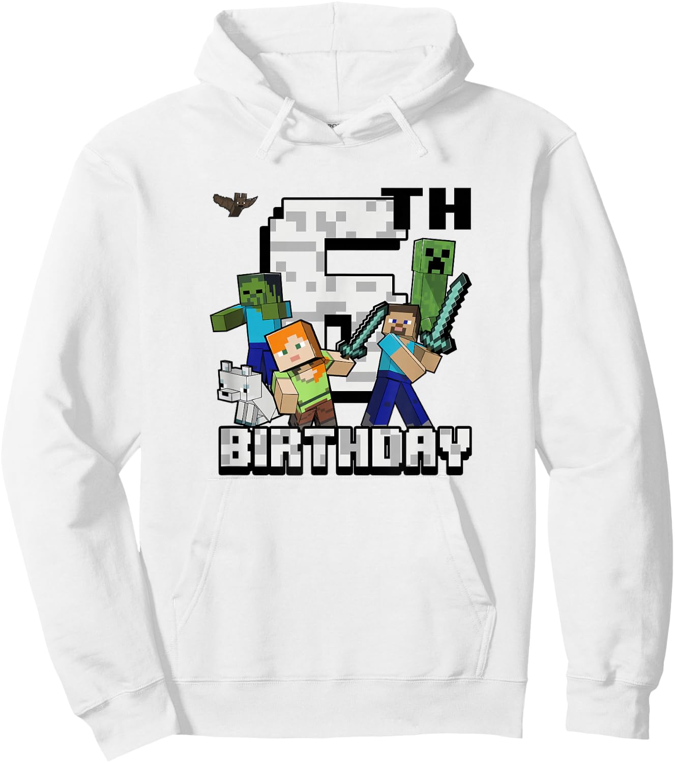 Minecraft Group Shot Happy 6th Birthday Hoodie - Hoodie | White