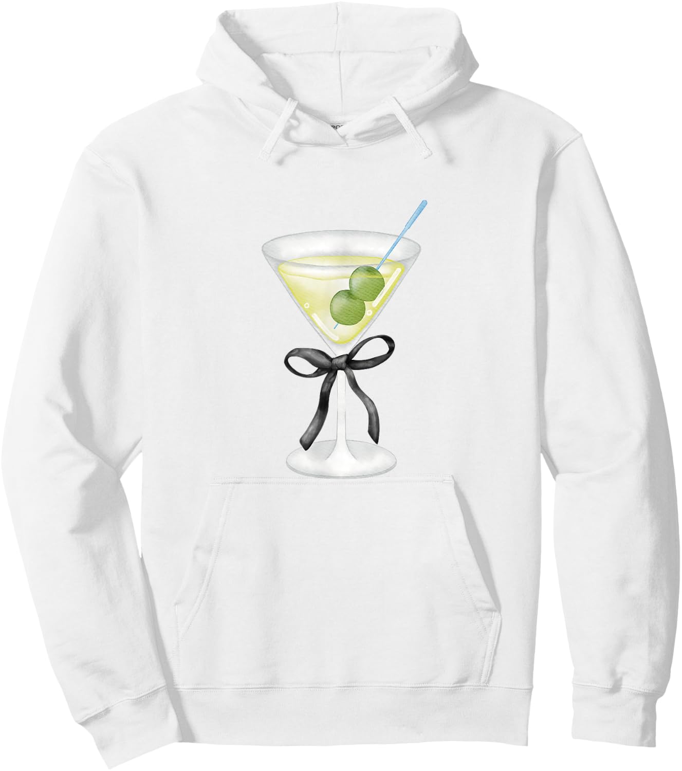 Coquette Bow with Martini Coquette Aesthetic Hoodie - Hoodie | White