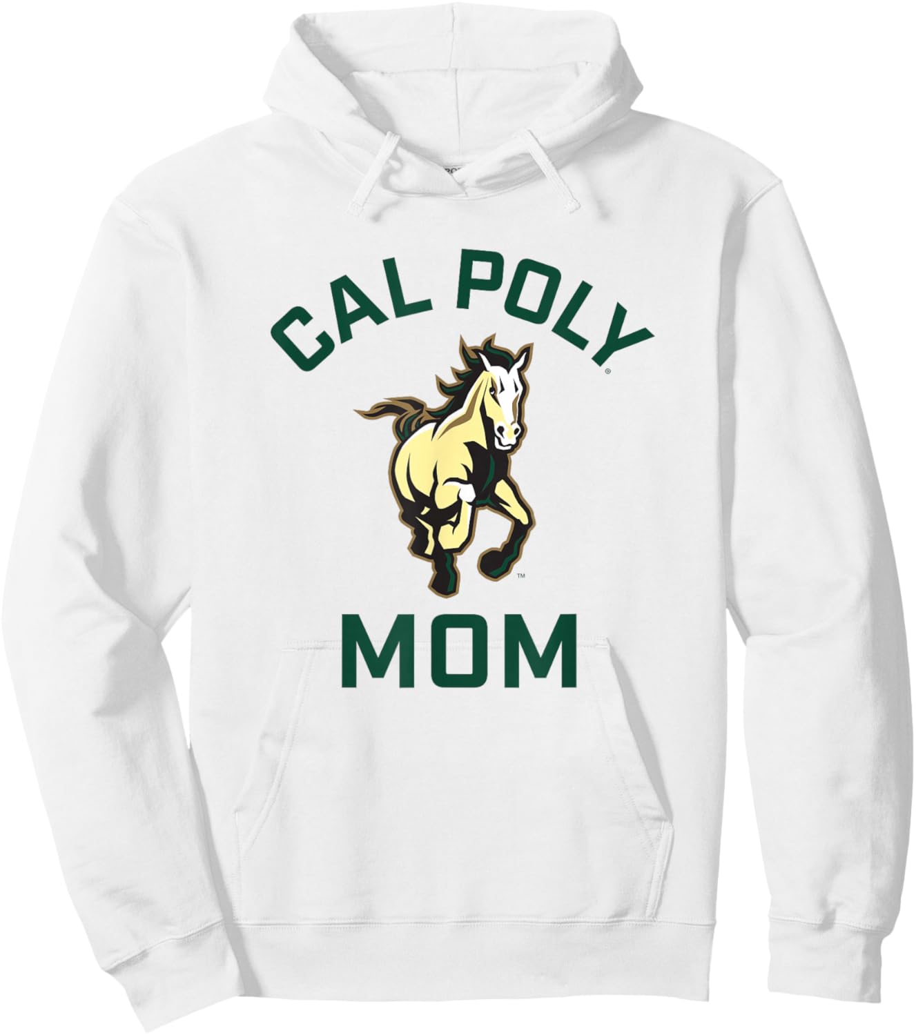 Cal Poly Mustangs Arched Mom Hoodie - Hoodie | White