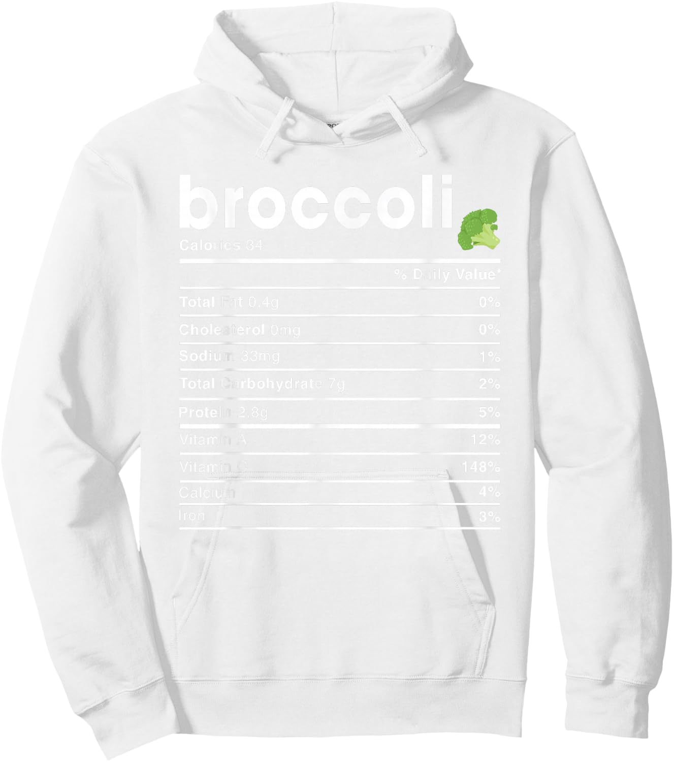 Broccoli Nutrition Facts Hoodie - Hoodie | White