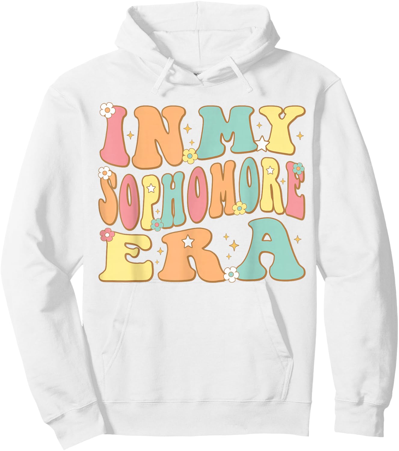 In My Sophomore Era Groovy School 10th Grade Student Girl Hoodie - Hoodie | White