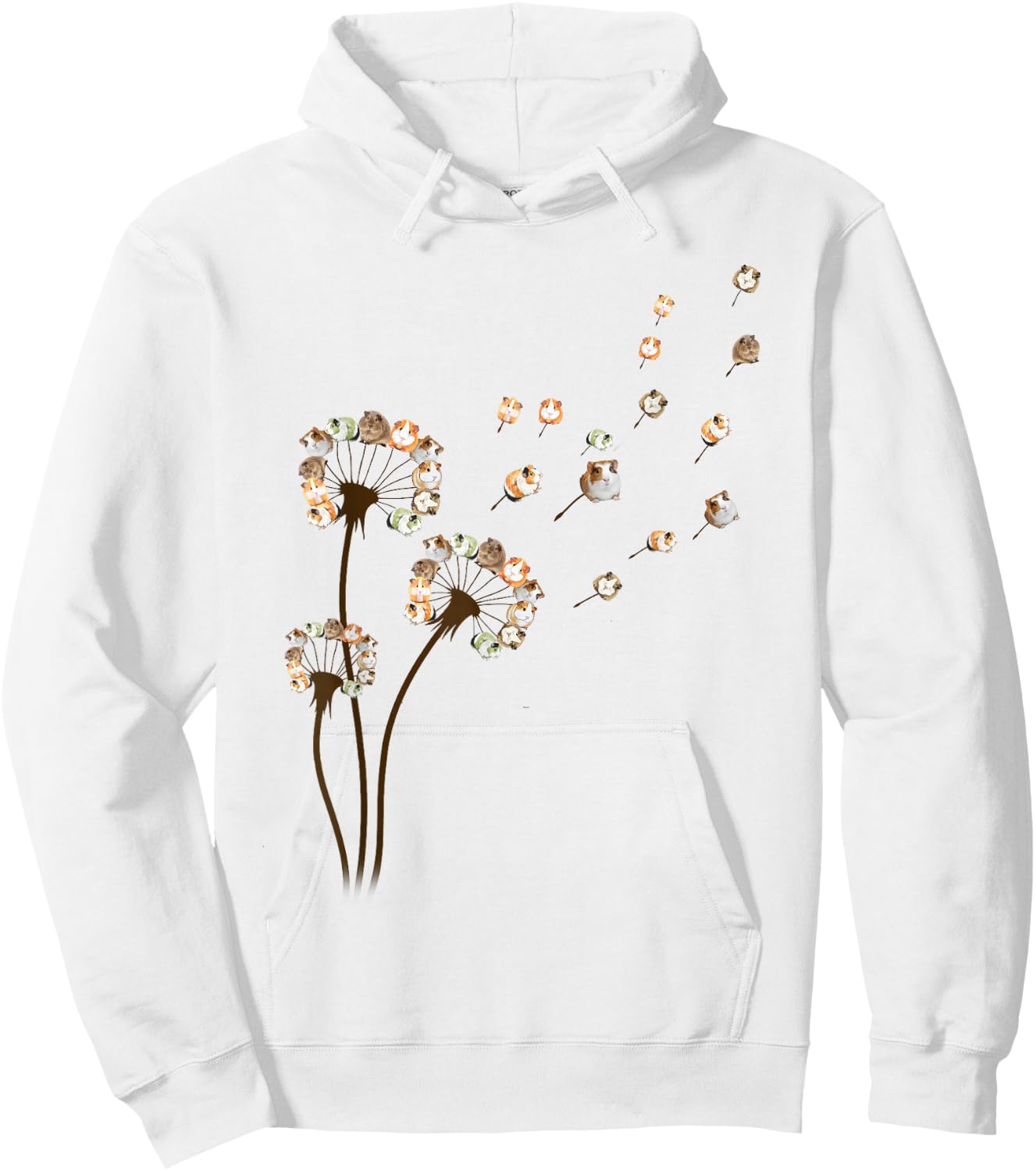 Flower Guinea Pig Dandelion Funny Animal Lovers Cute Hoodie - Hoodie | White