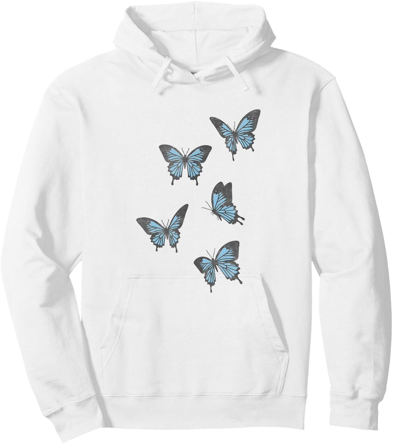 Fifth Sun Blue Butterflies Portraits Hoodie - Hoodie | White